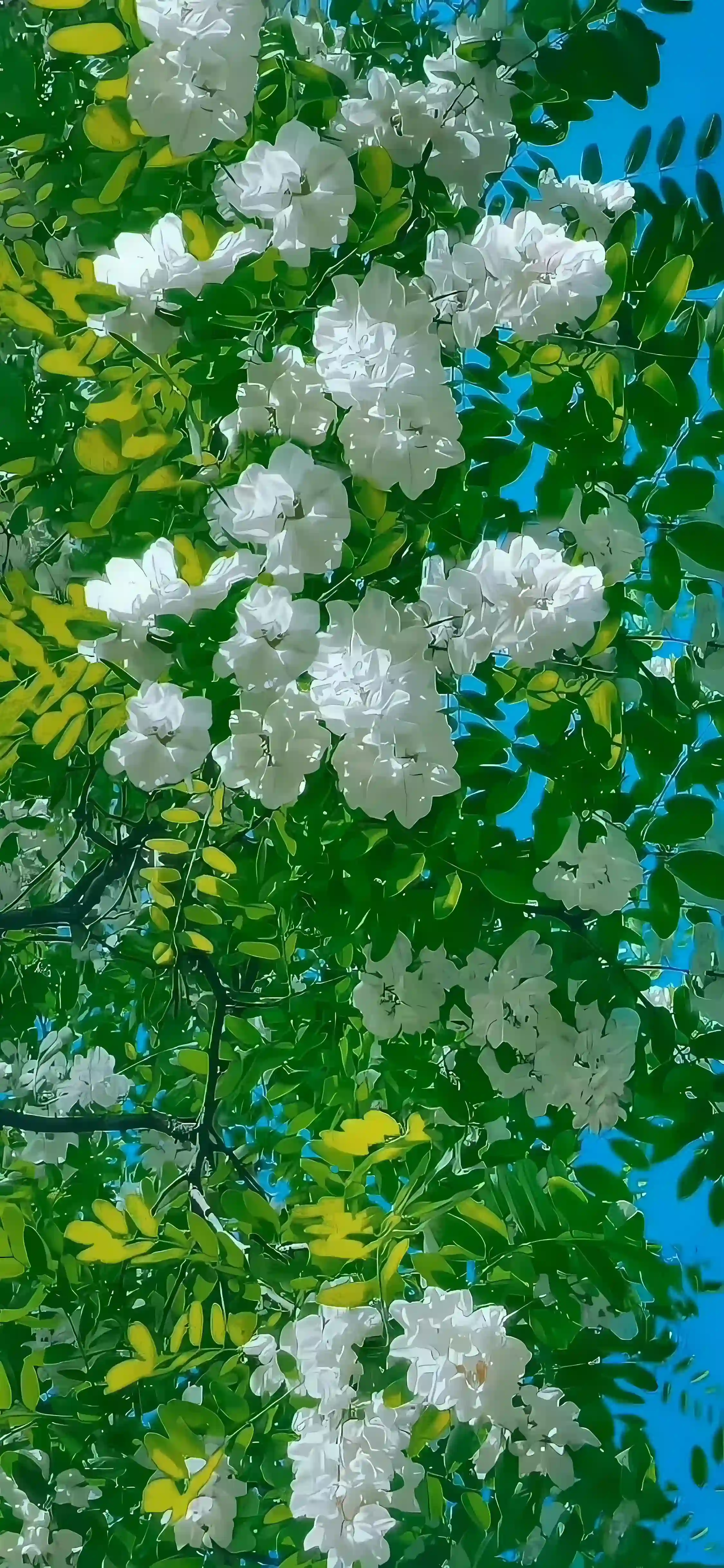 自然 花朵 鲜花 春天气息 白色花朵 蓝天