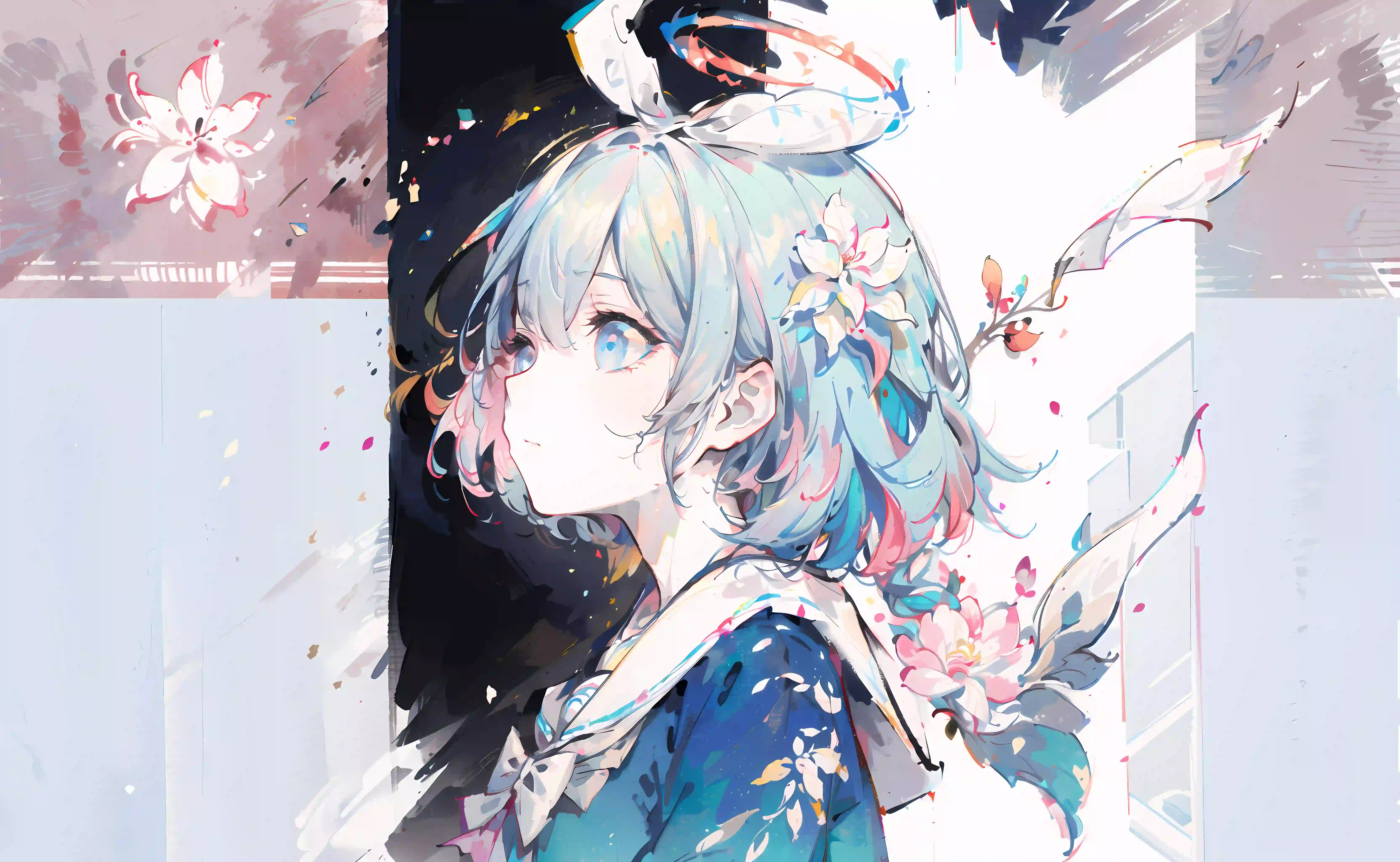 动漫女孩 二次元女孩 花