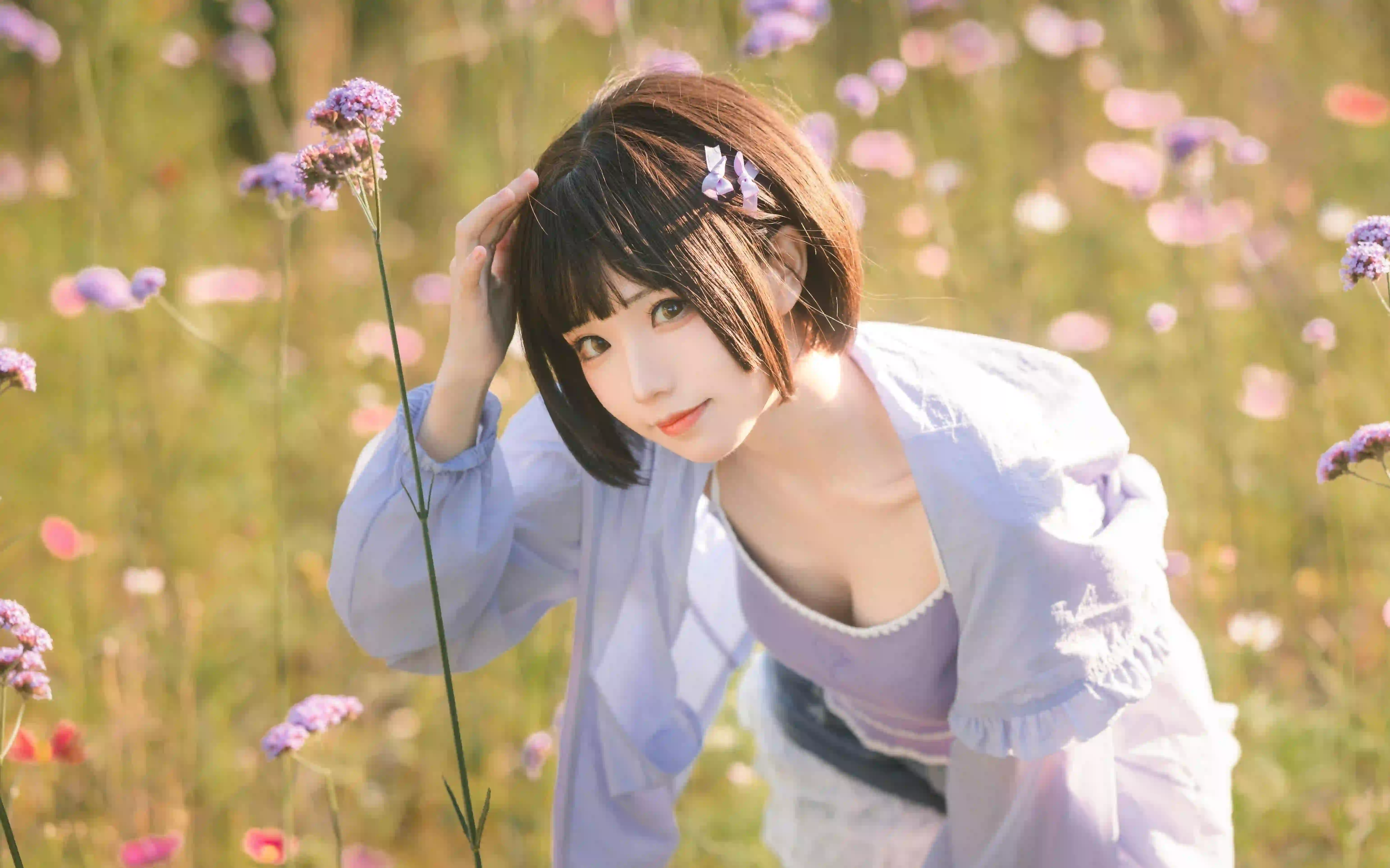 紫色韵味 户外写真 短发女孩 可爱女孩