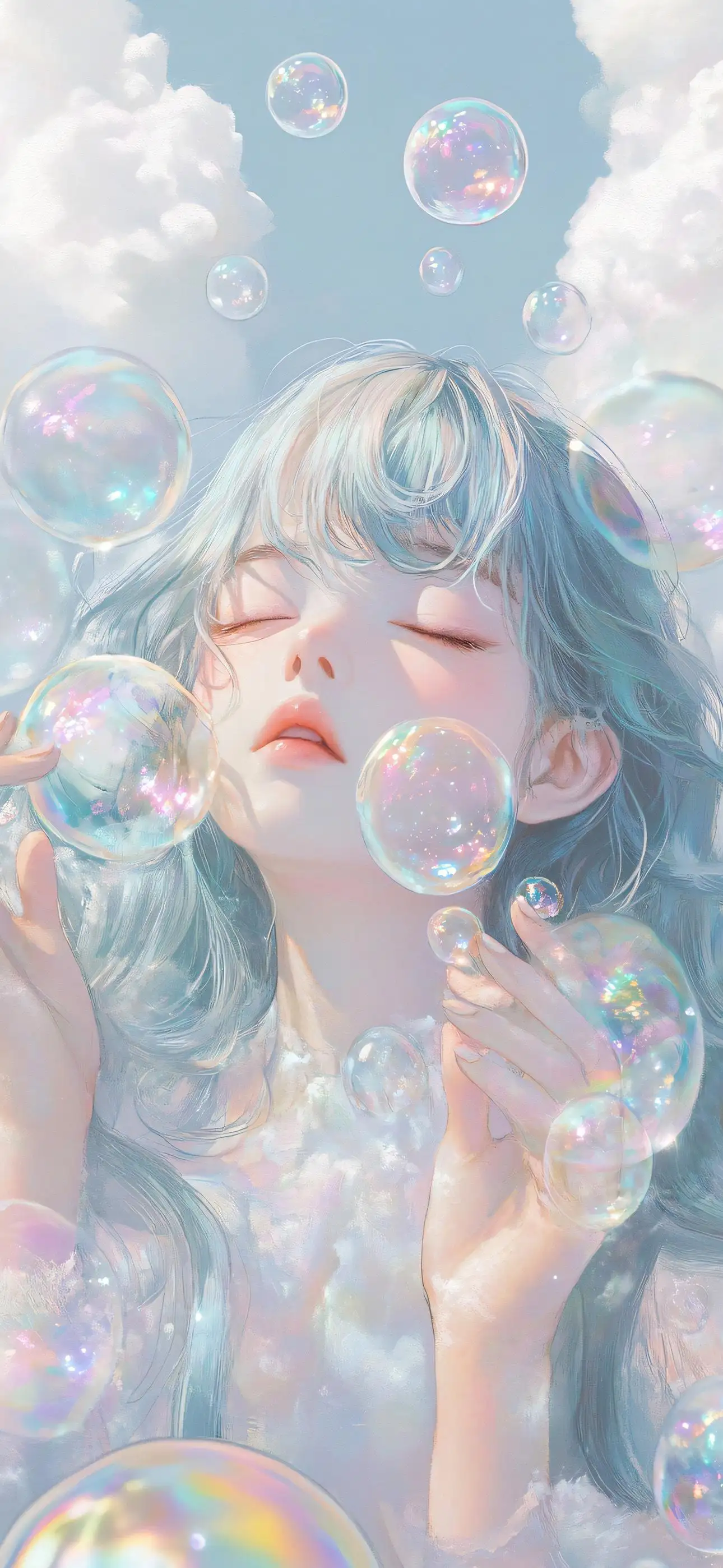 动漫女孩｜七彩泡泡｜可爱