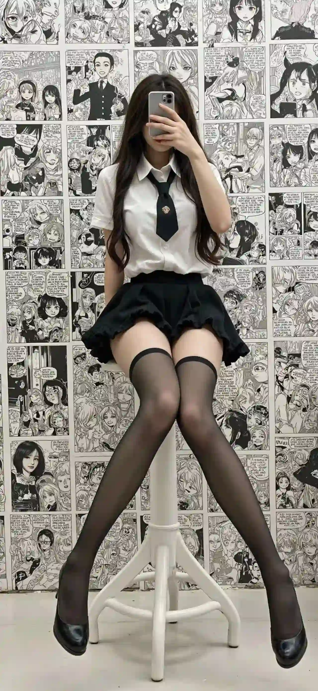 美女 长发美女 jk 黑丝 黑色丝袜 长腿美女