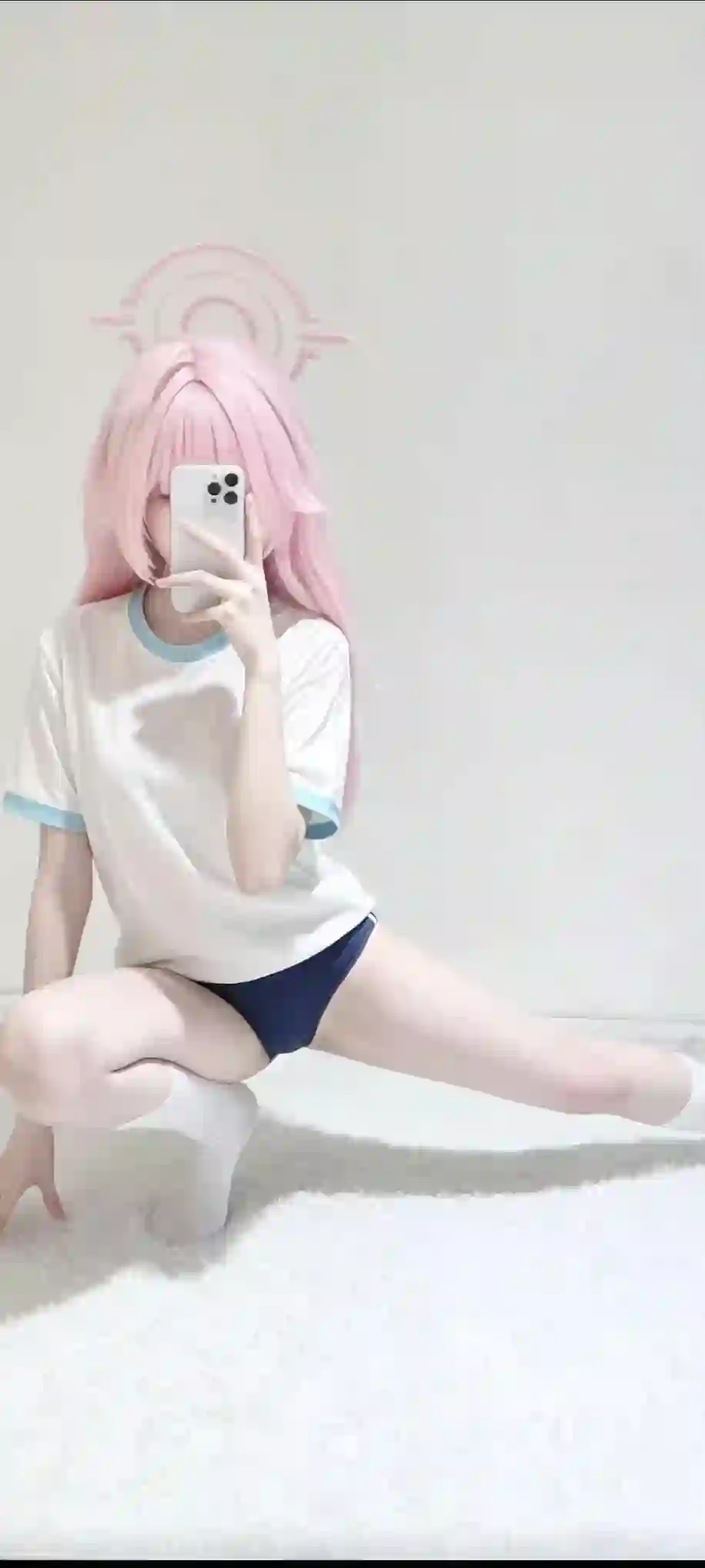 粉发 光环 cosplay 自拍