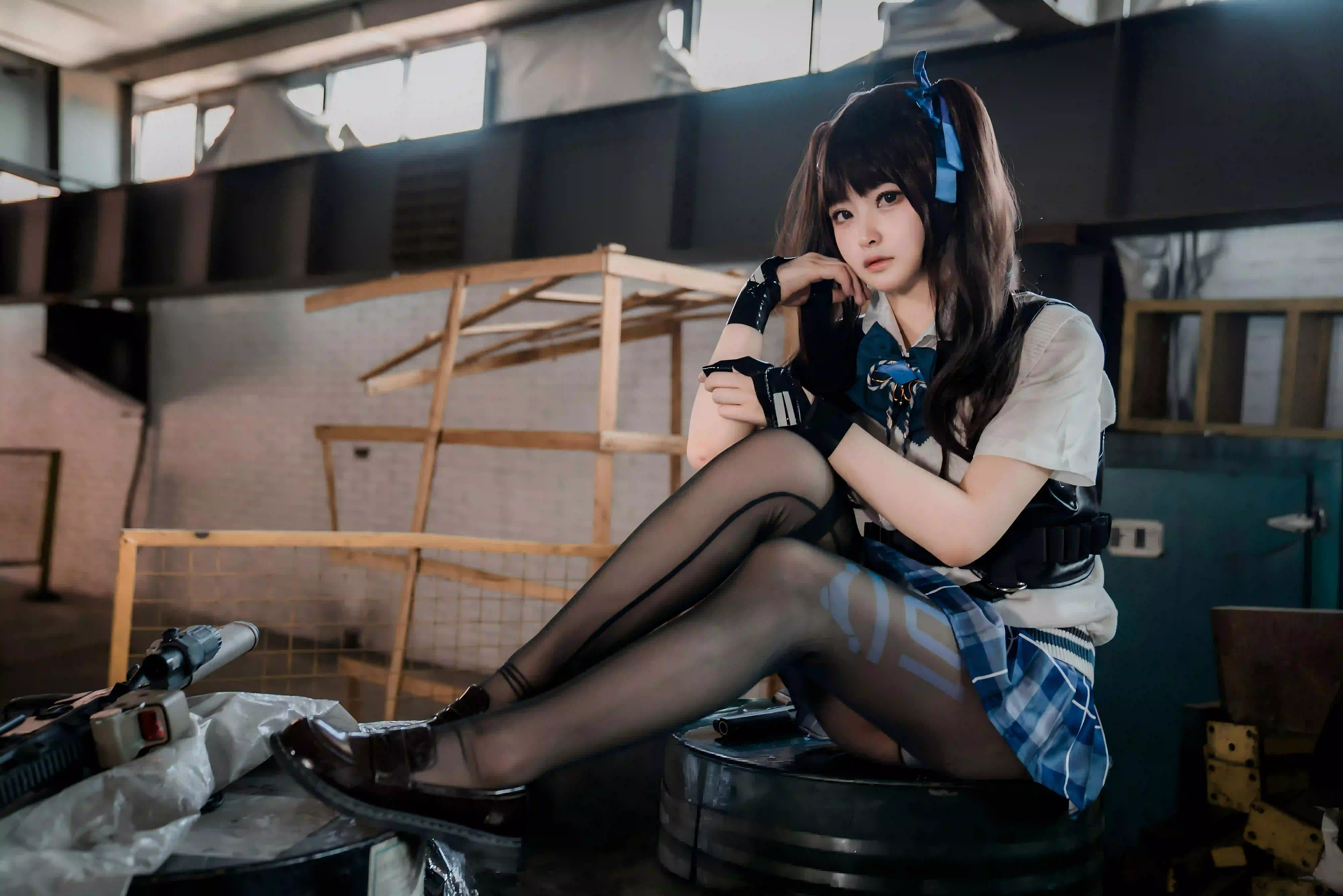 coser 长腿美女 丝袜美腿 黑色丝袜 jk 2