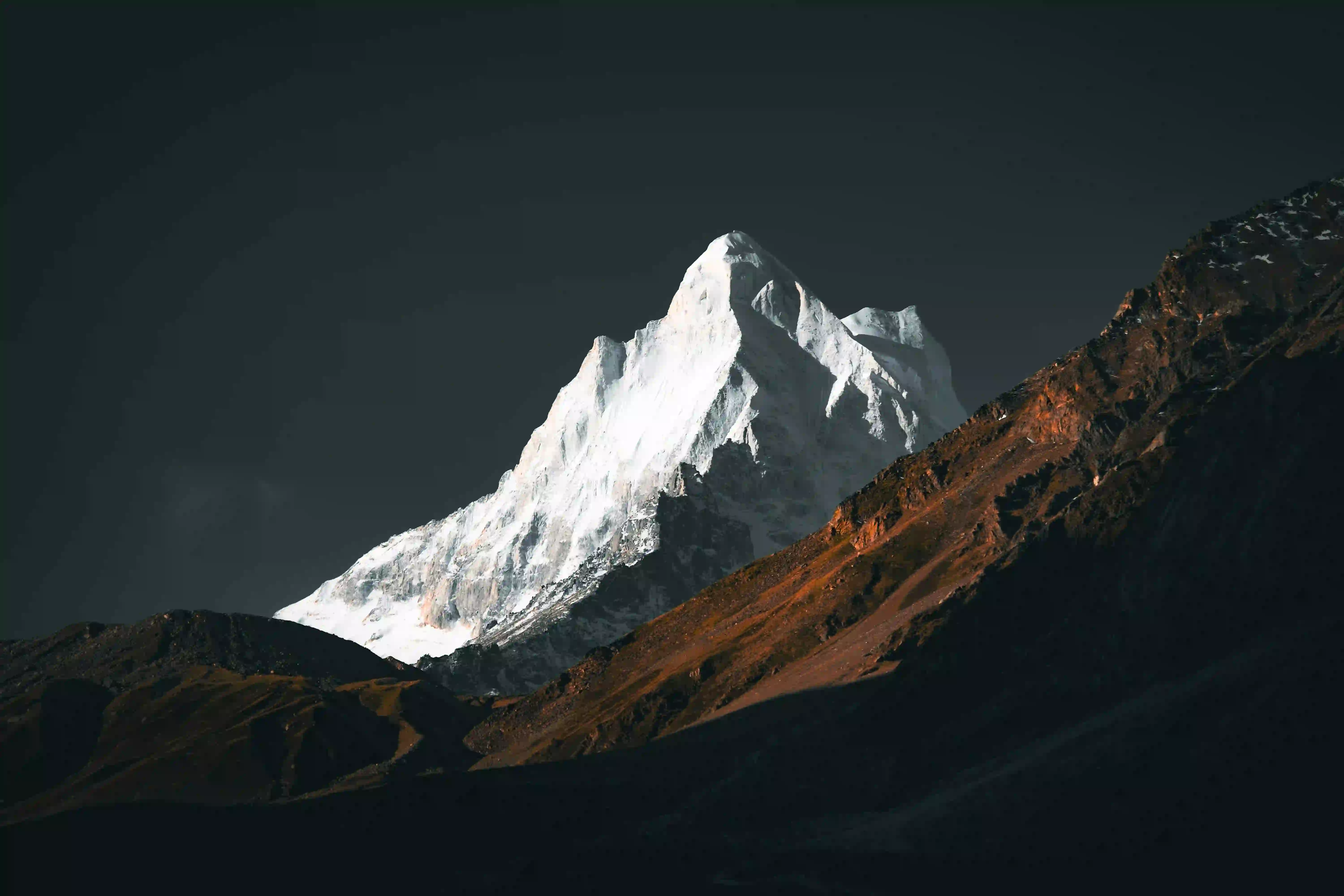 山脉 雪山 夜晚 黑暗天空 