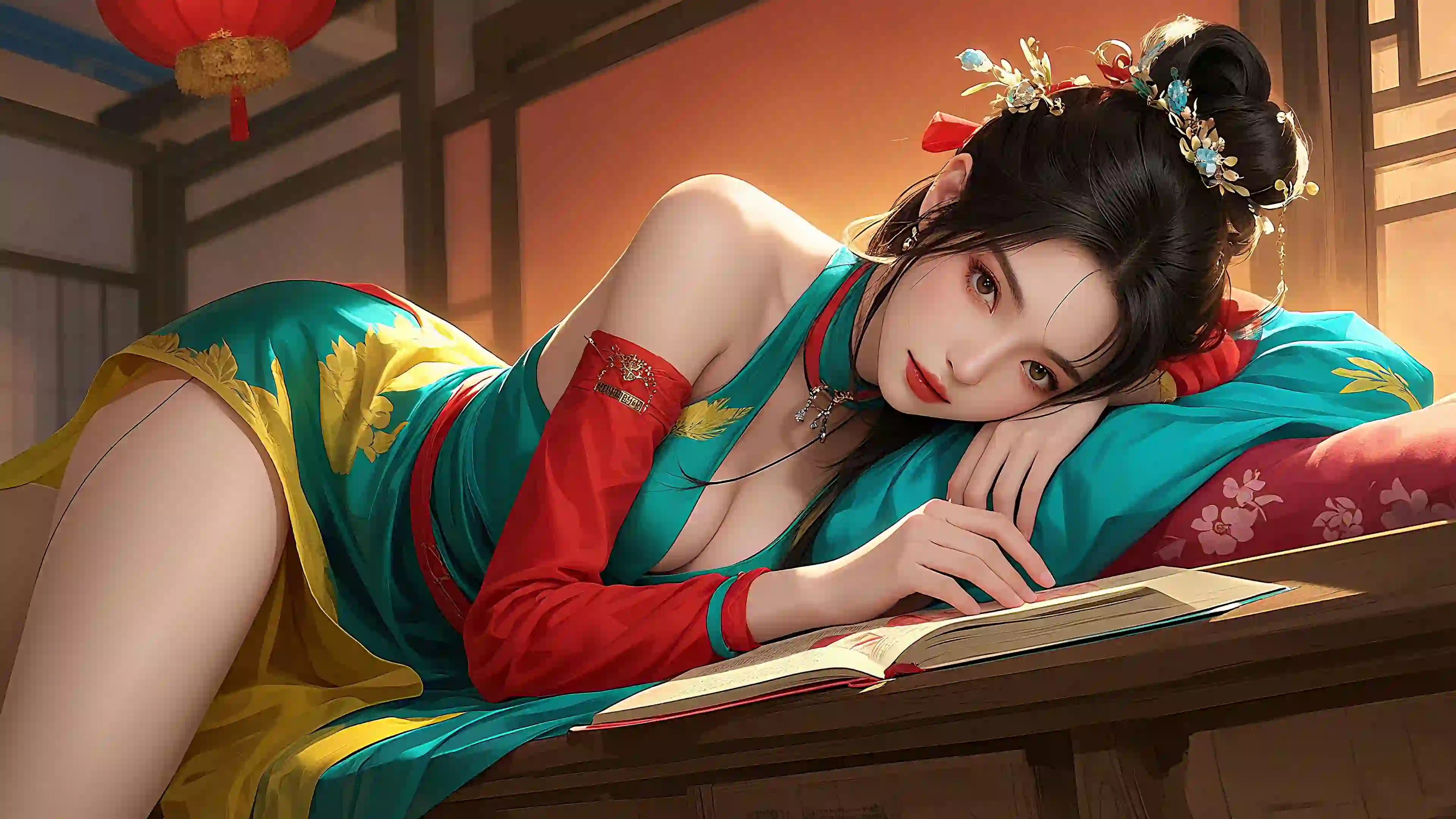 AI壁纸 长发女孩 性感美女 长腿