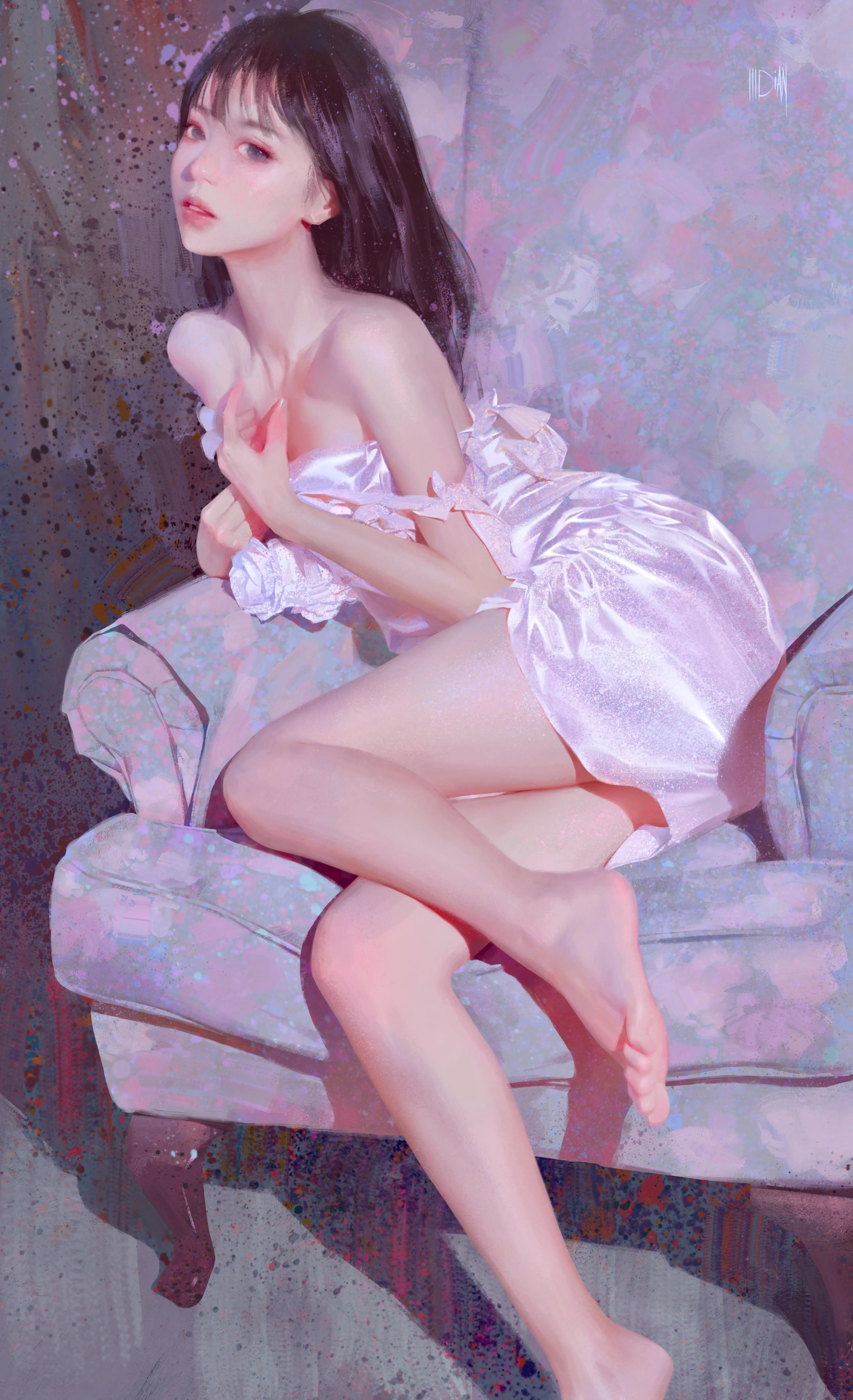 粉色裙子长发美女｜动漫壁纸