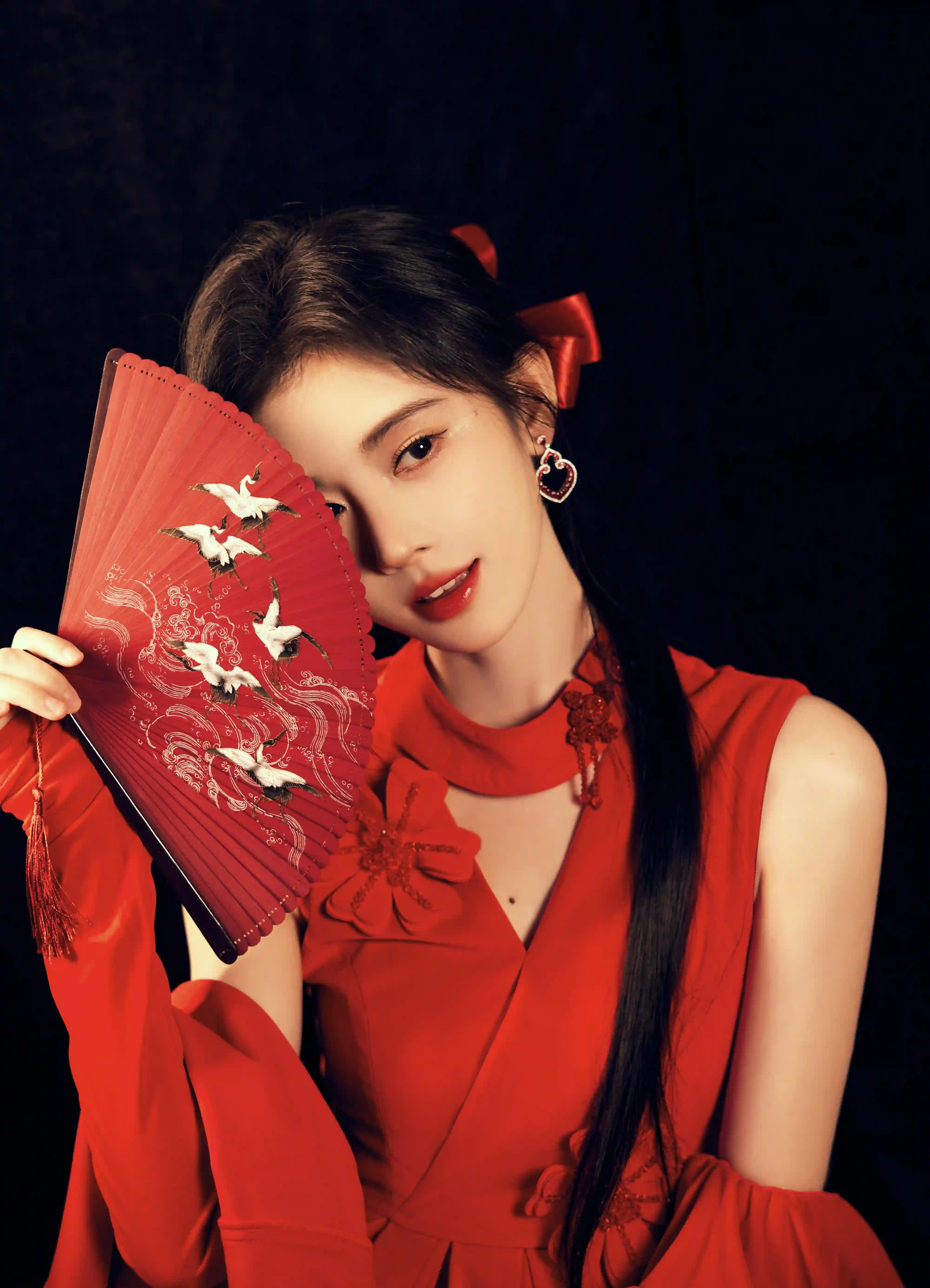 红色裙子 中国风 美女鞠婧祎