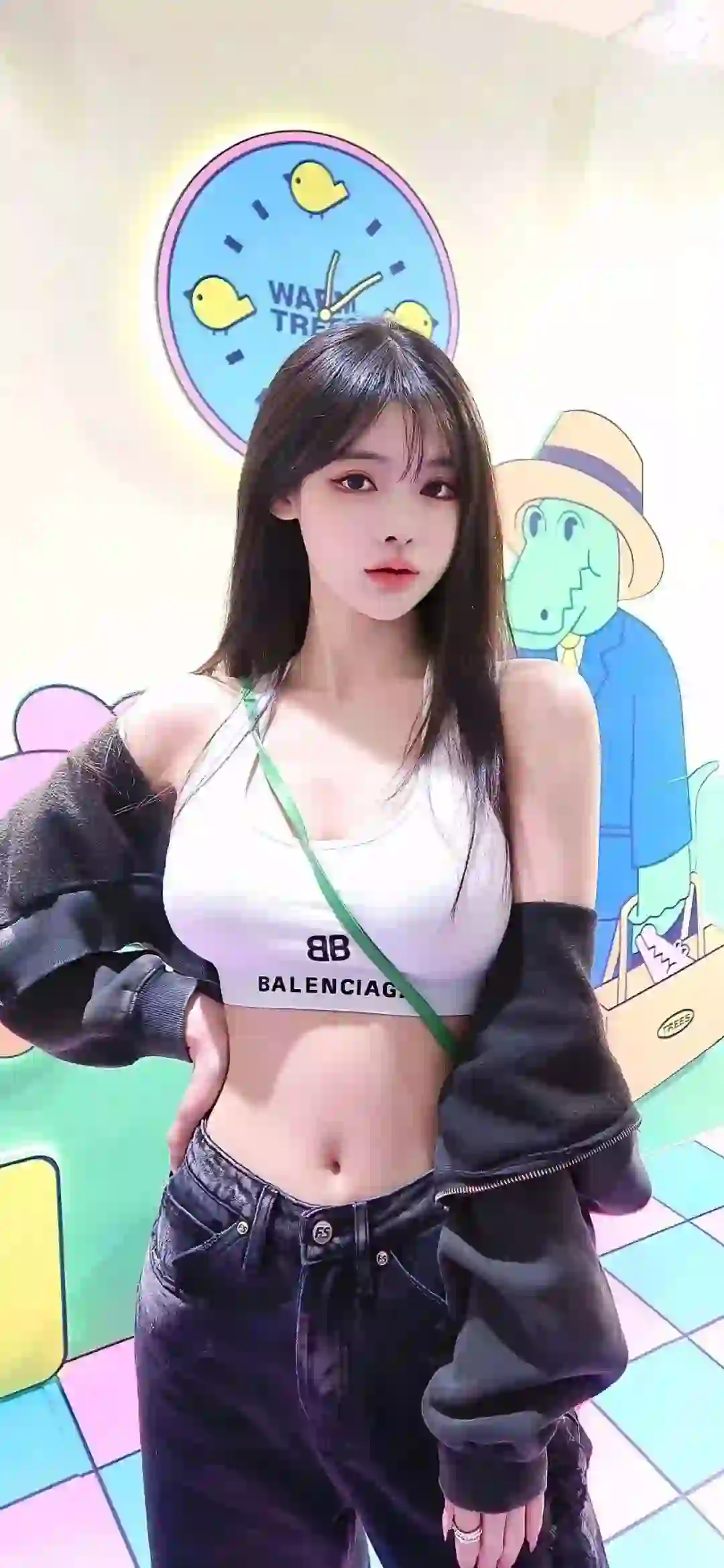 长发性感美女 牛仔穿搭 写真 