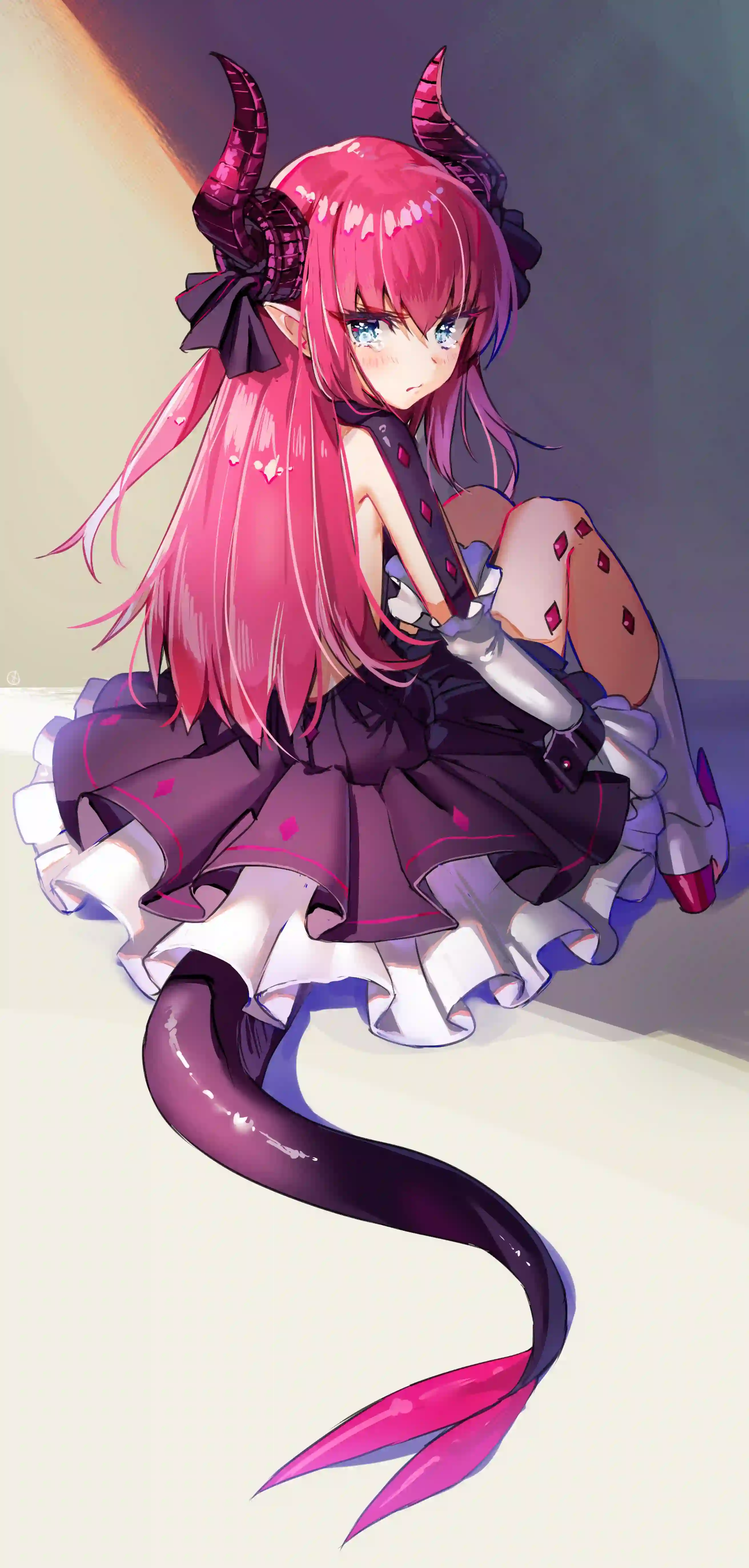 动漫女孩 二次元 尾巴 粉红色恶魔角