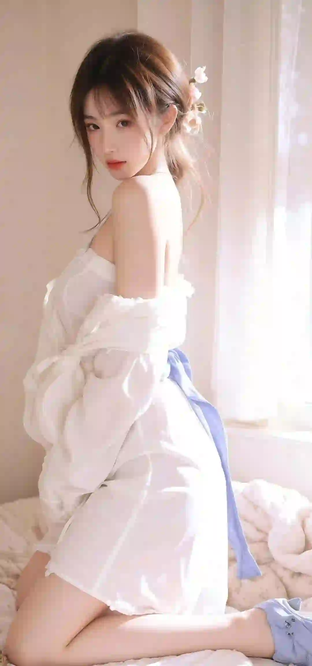 长发清纯美女 白色裙子 性感美女
