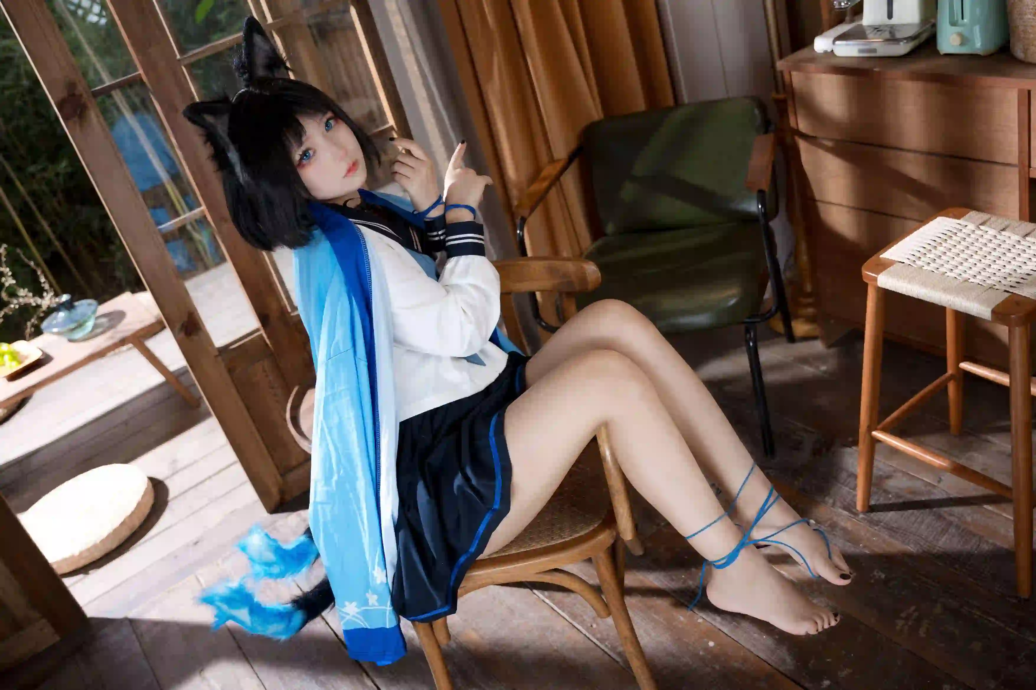 jk女孩 居家写真 兽耳 长腿美女 耳朵