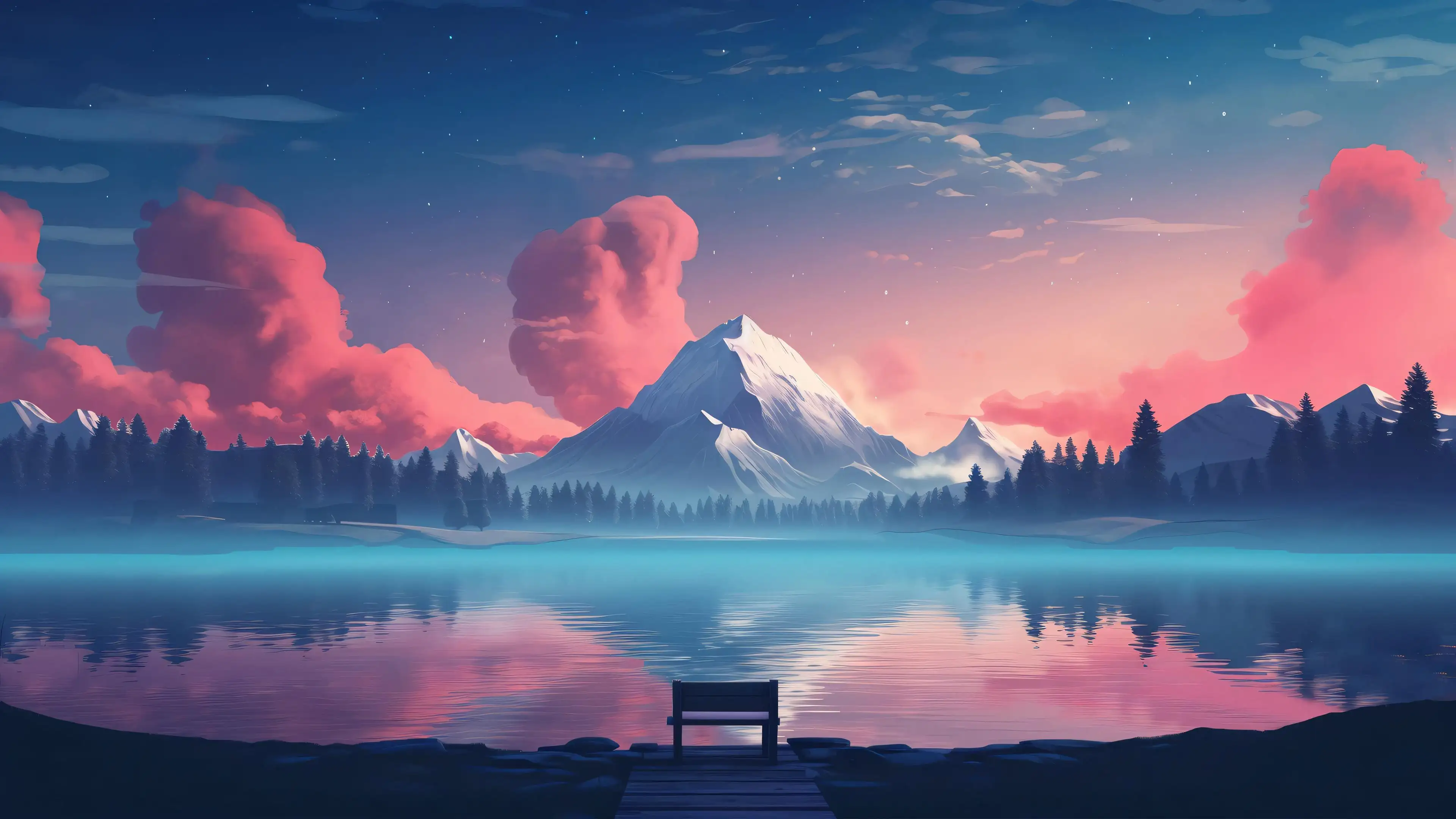 梦幻景观 ɽ 湖水 星空 4K风景壁纸