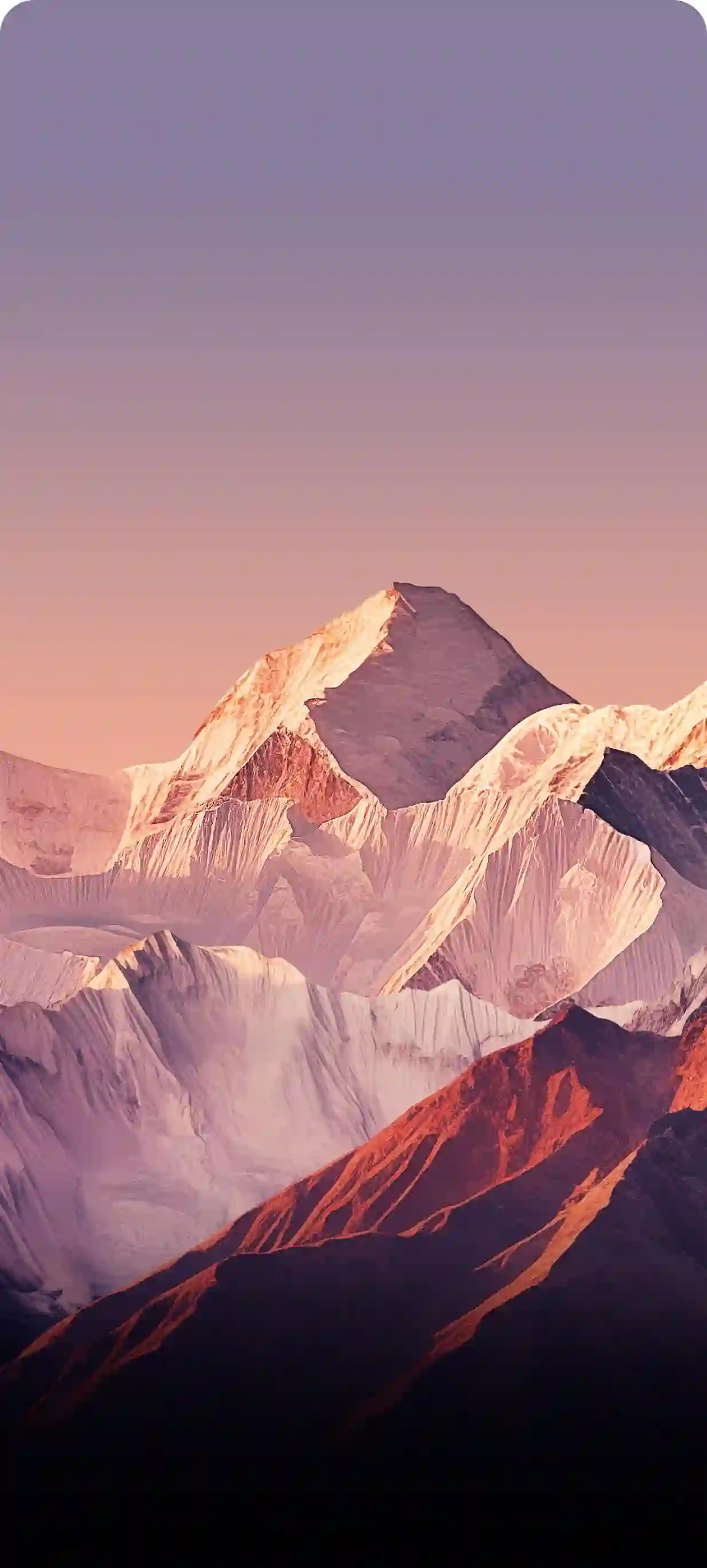 日照金山 雪山日落 粉紫天空 高原风光 壮丽山景