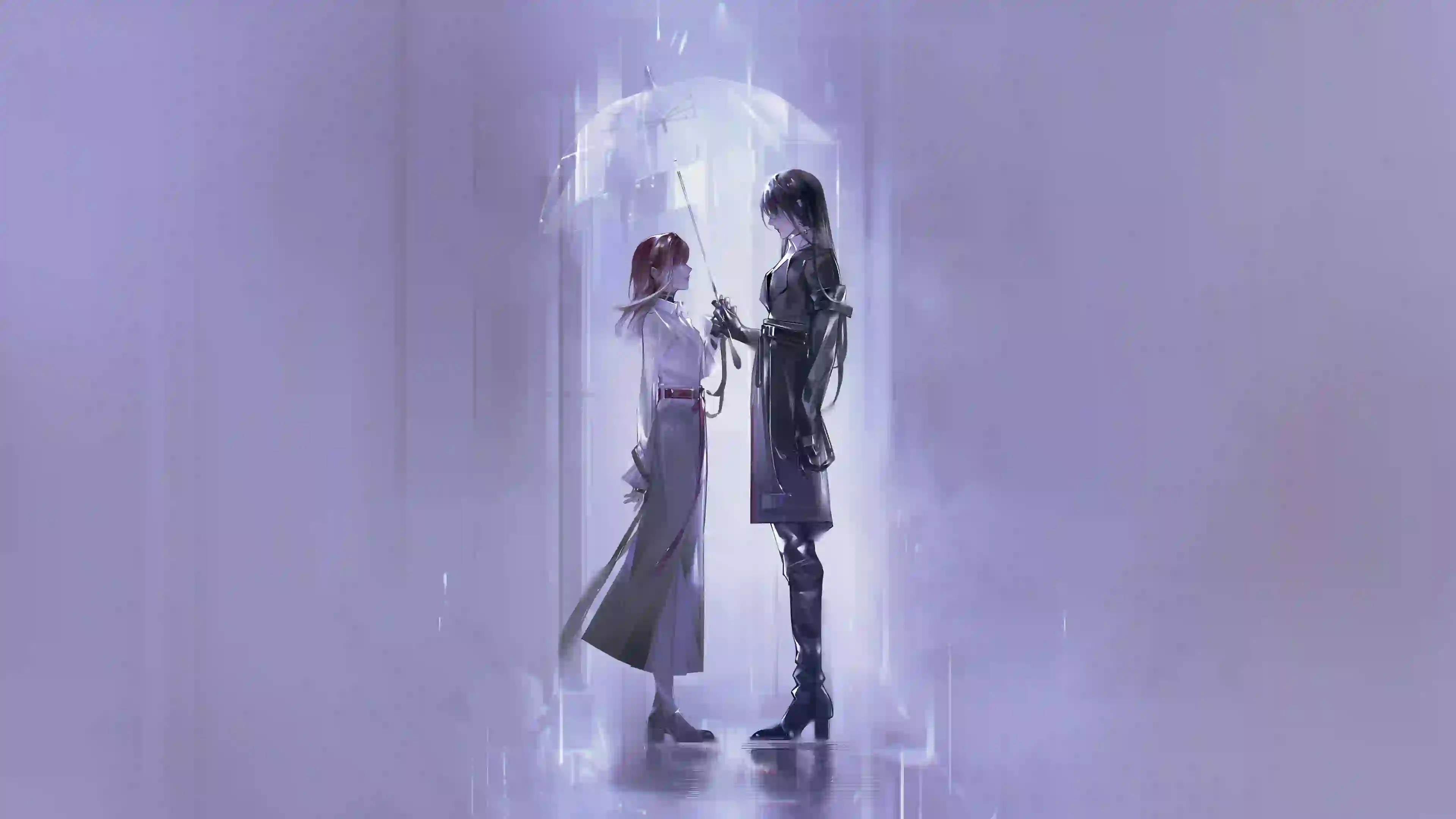 撑伞 雨 动漫女孩 二次元