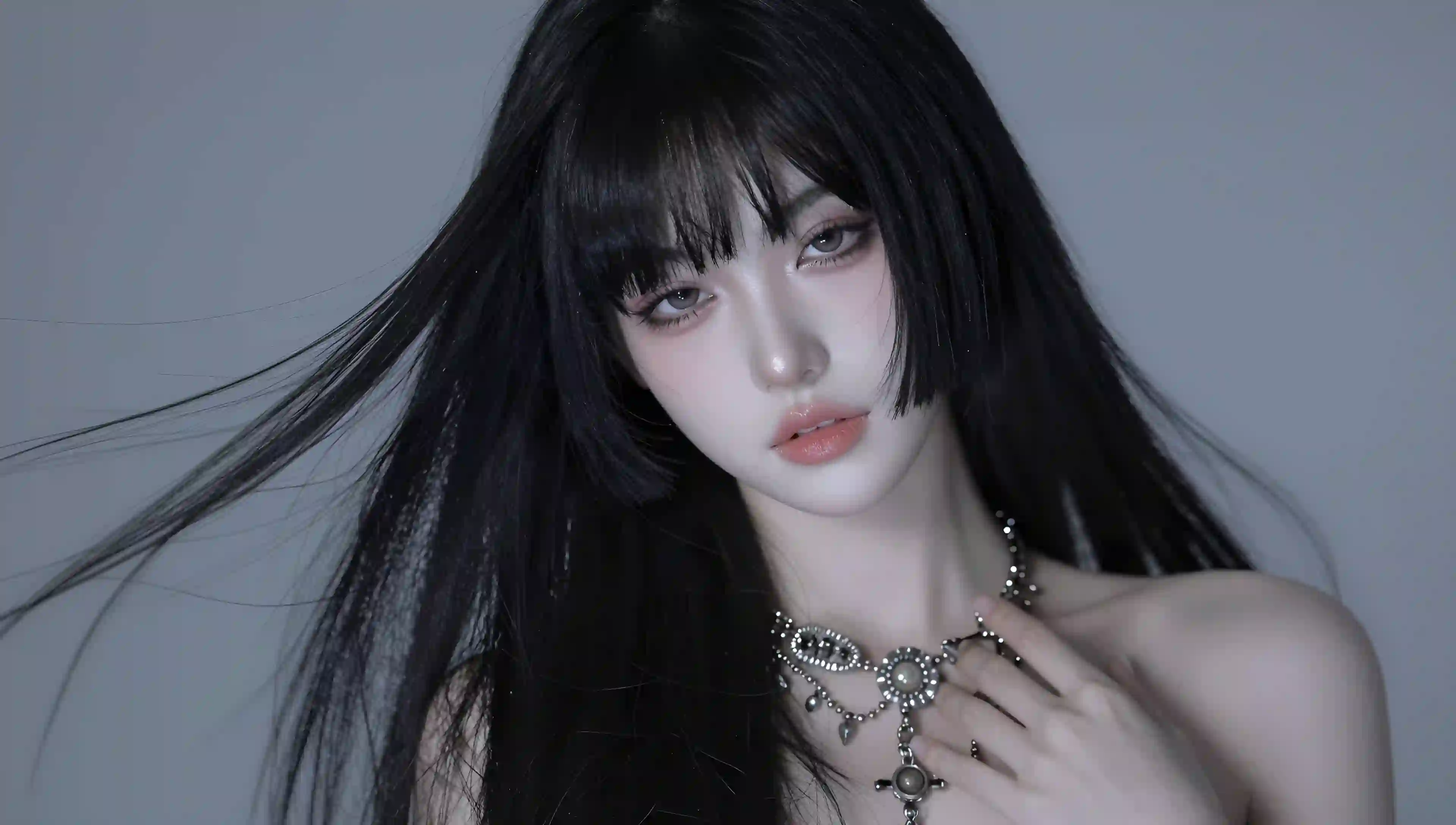 黑发 银饰 人像 摄影 冷色调 cosplay