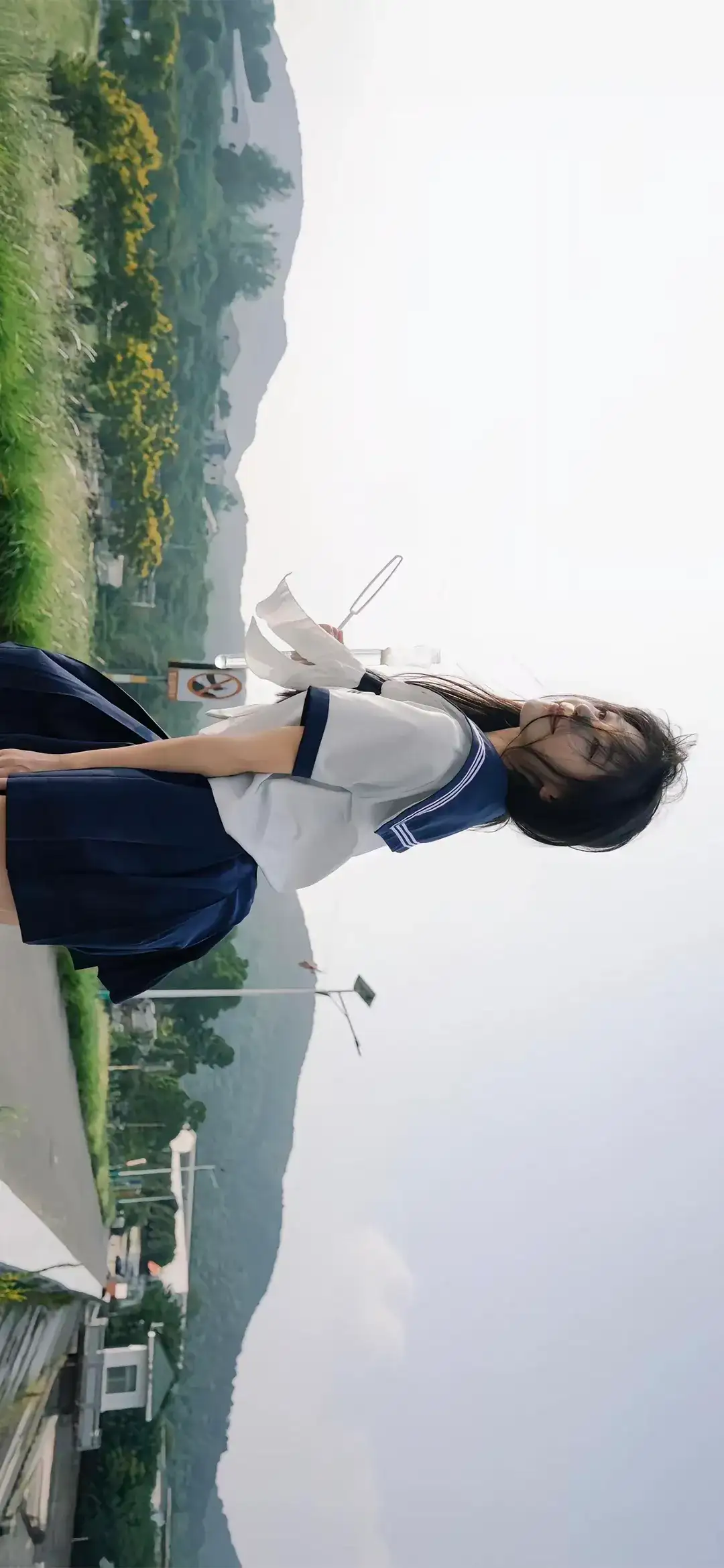 长发可爱jk美女｜微风
