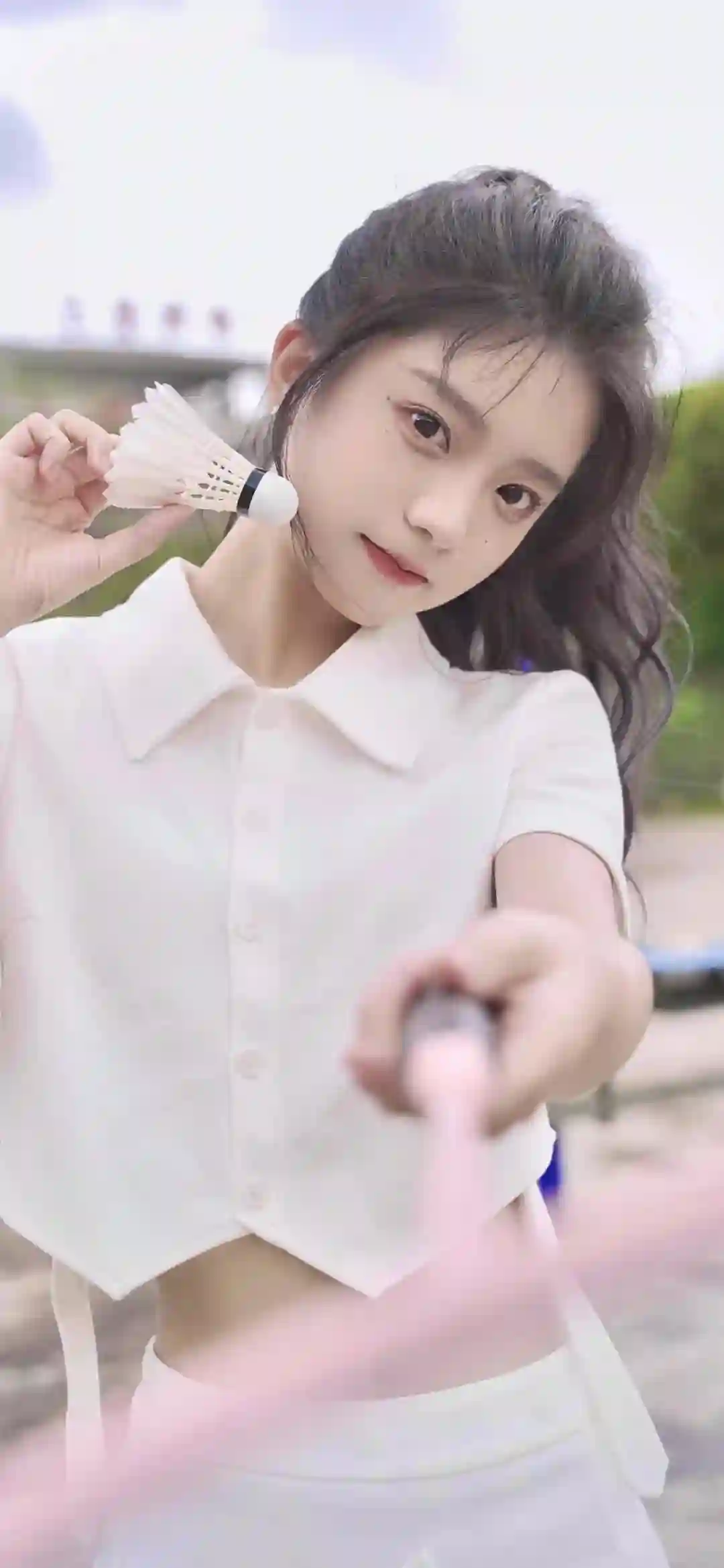 美女 长发美女 清纯可爱风 打羽毛球的美女