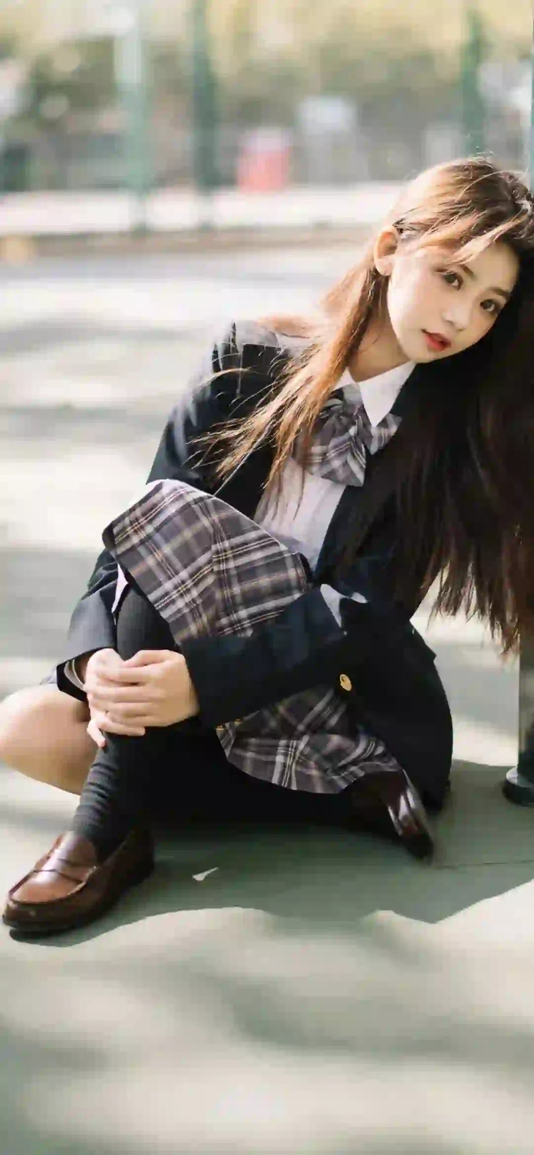 学院风 可爱jk美女 户外 阳光