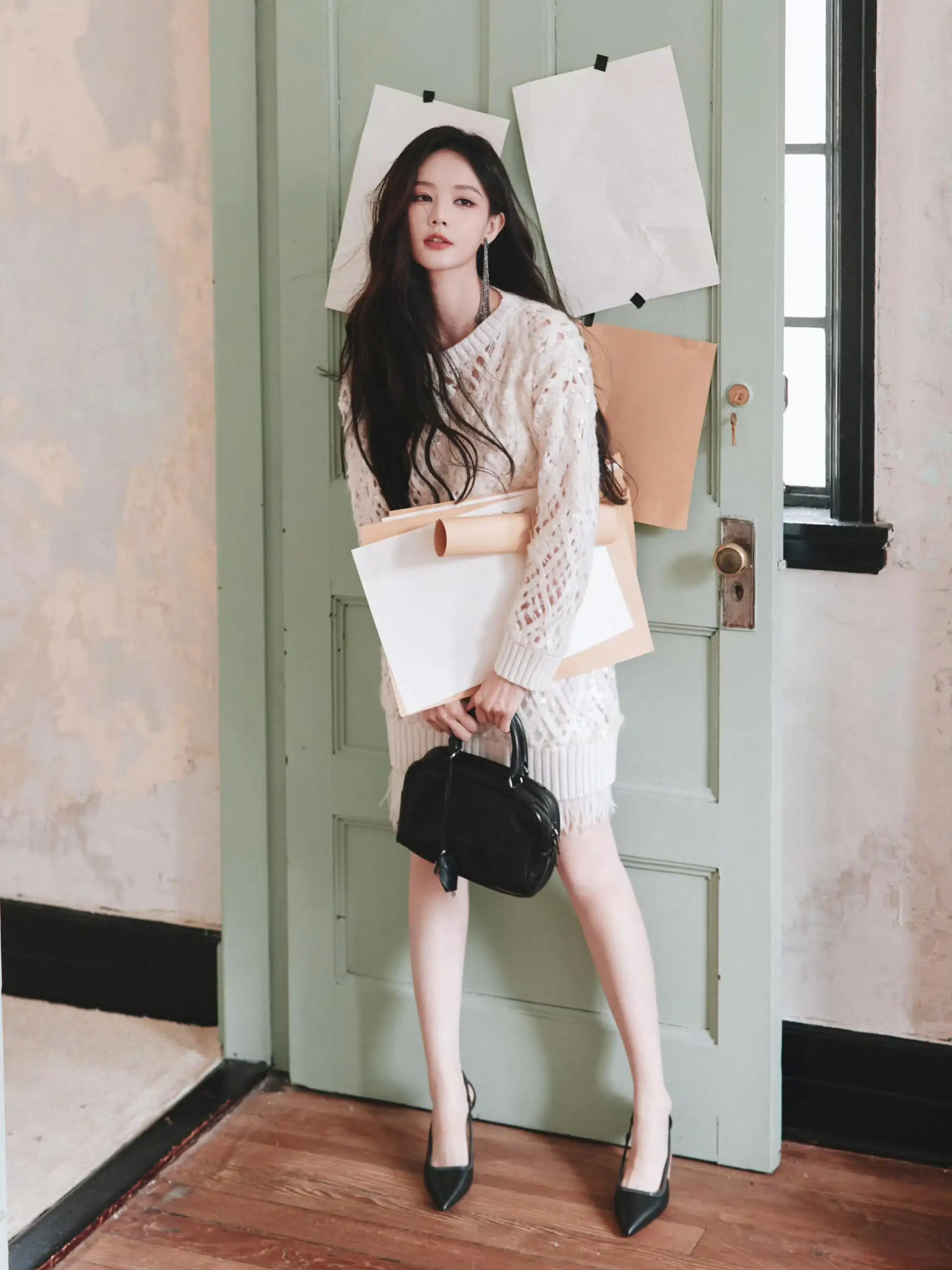 长发居家美女 长腿 职业装 李一桐