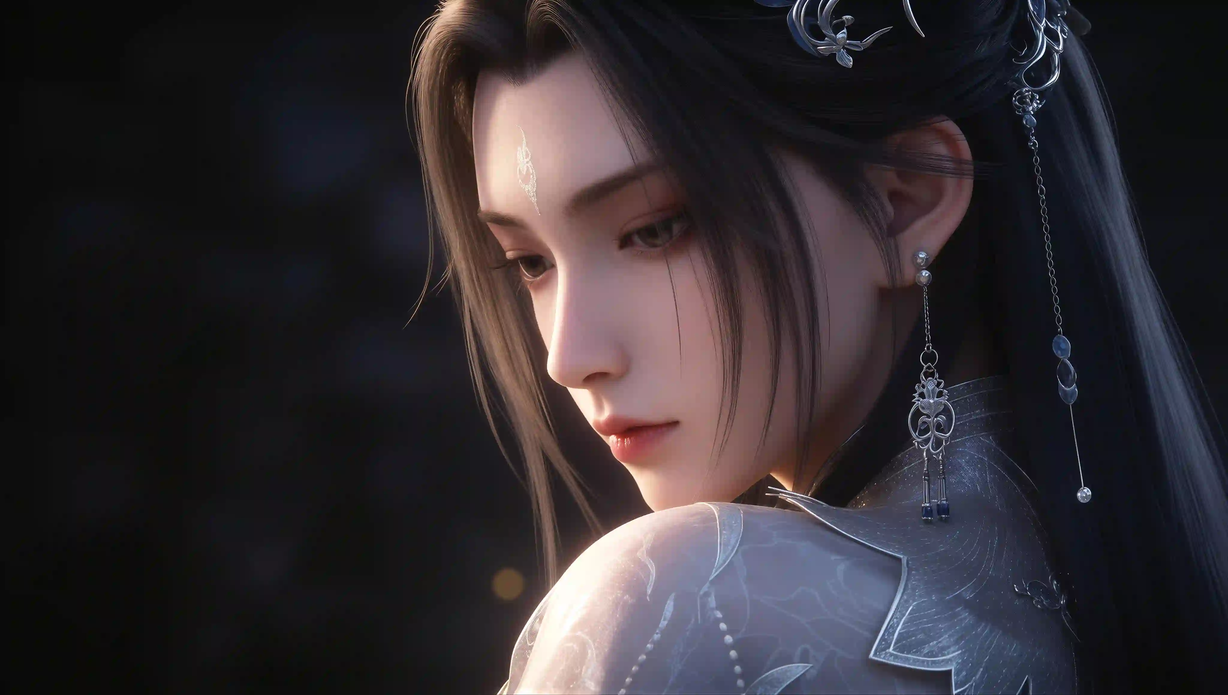 南宫婉 凡人修仙传 古风美女 仙侠角色 3D艺术 侧颜特写