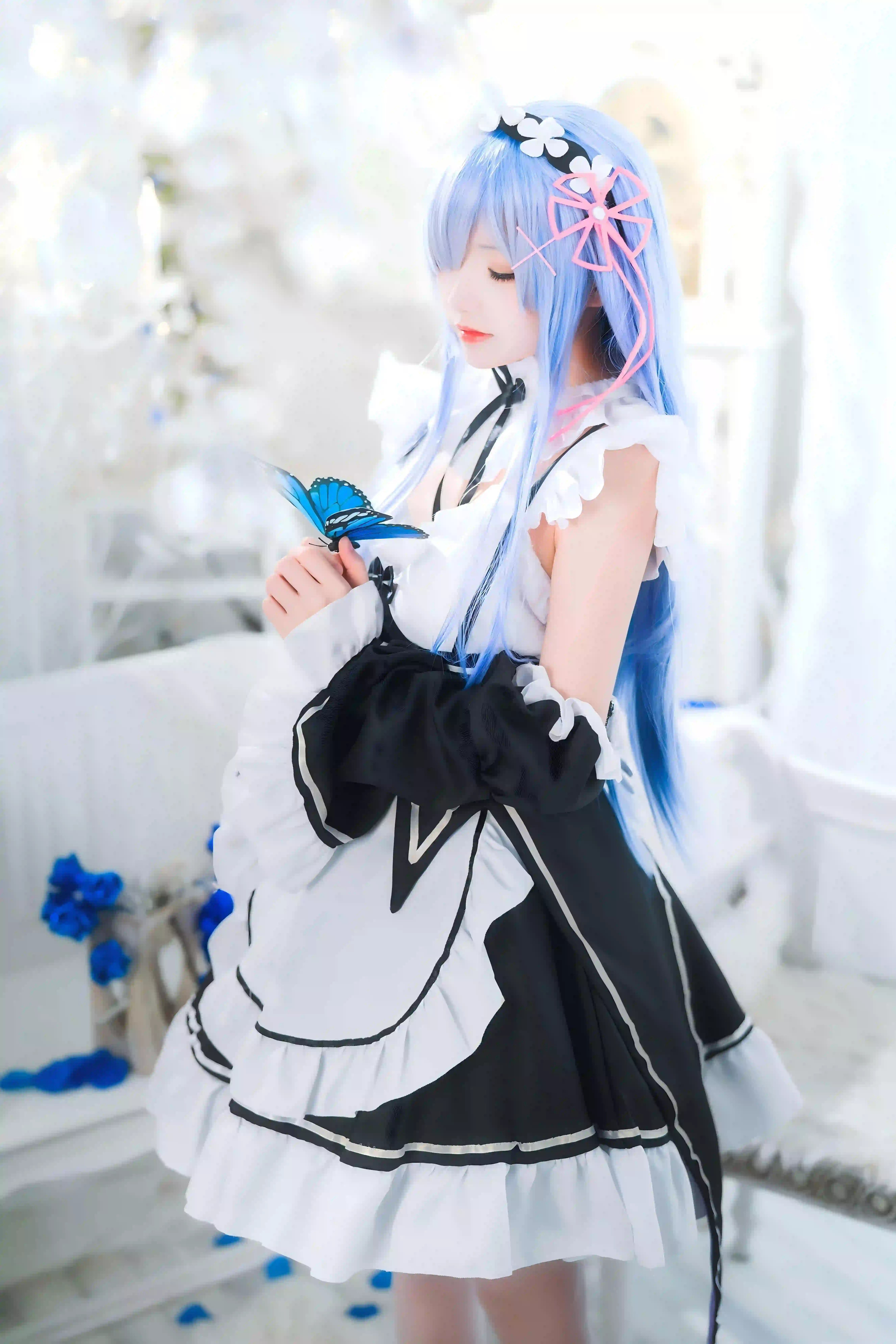 coser 长腿美女 蓝色头发 可爱女孩 5