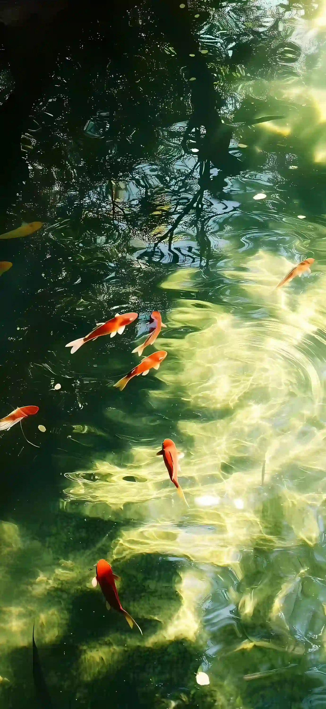 锦鲤 水面 阳光 波光 自然风光