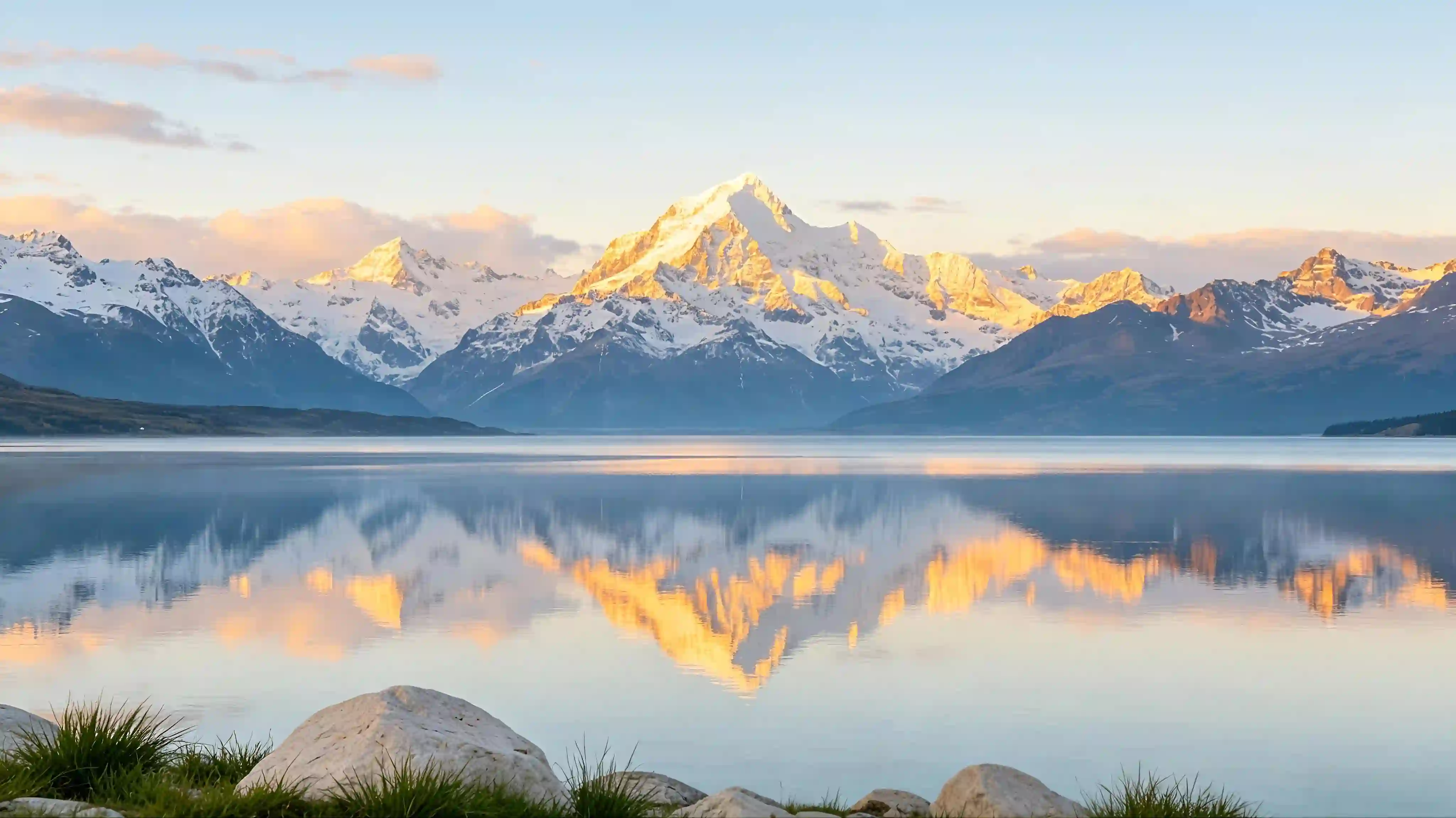 雪山 湖泊 日出 倒影 风景 壁纸