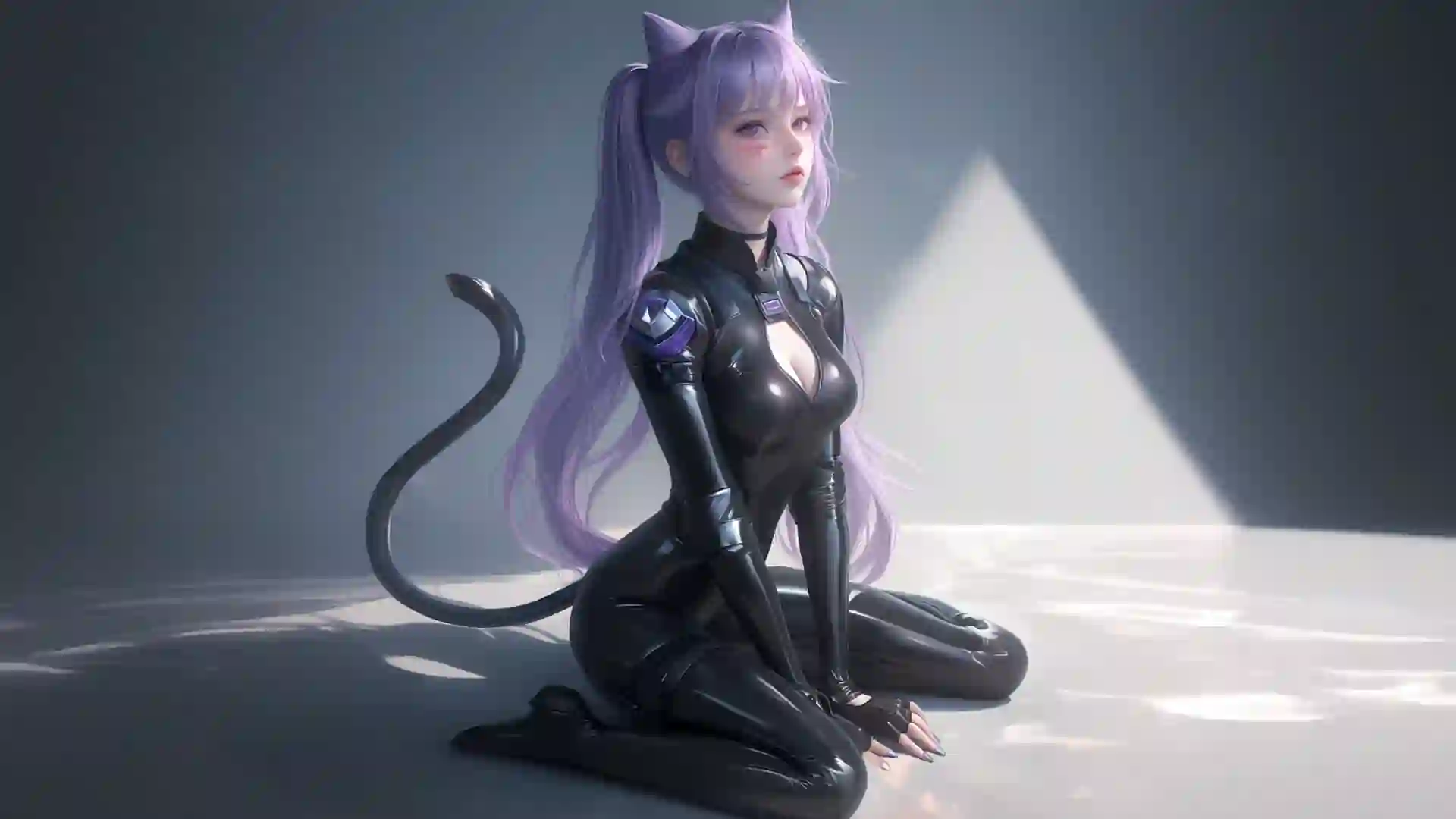 动漫人设 暗黑皮衣 猫耳女孩 