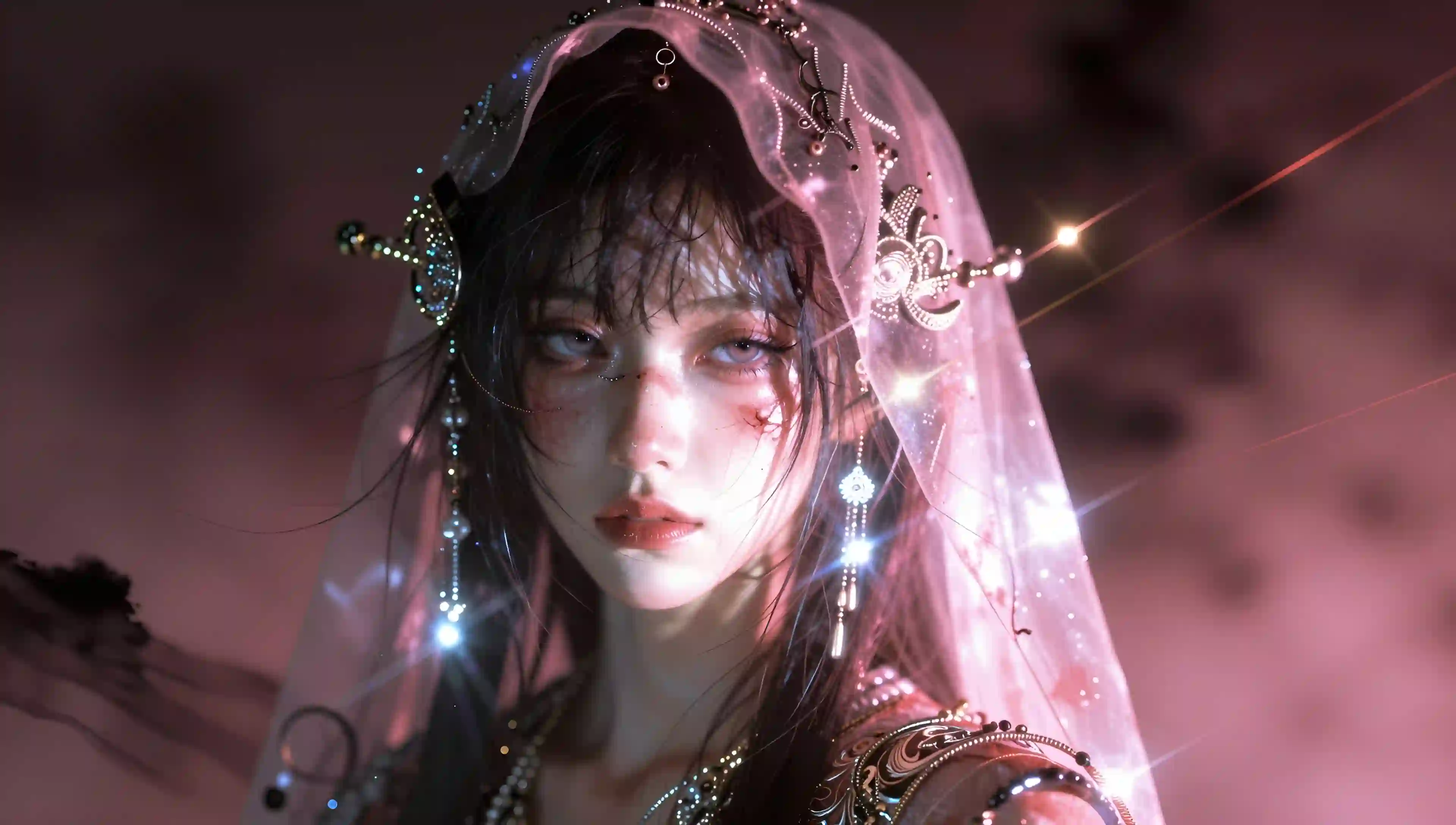 唯美 奇幻 女性 头饰 光效 粉色调