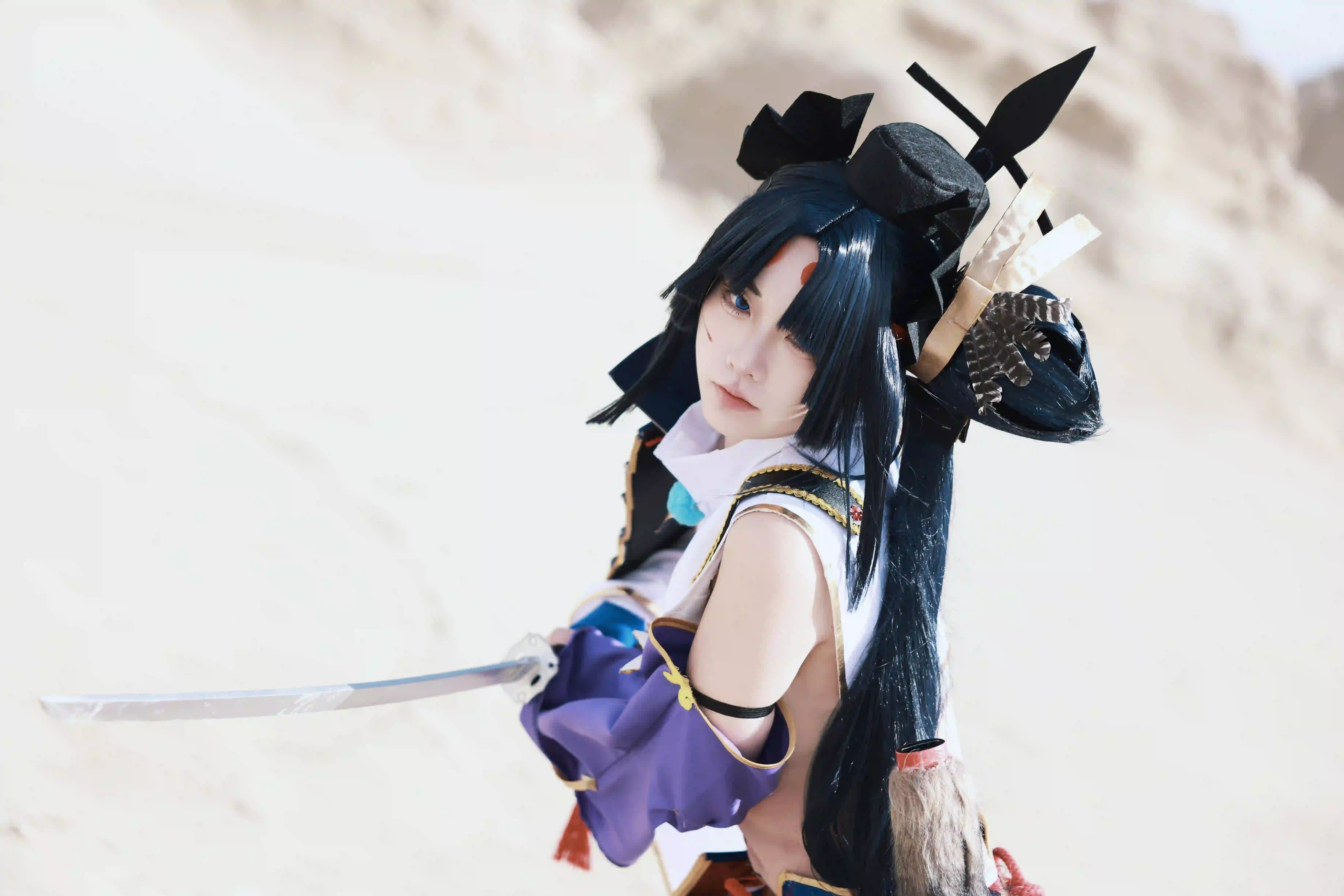 Coser 日式武器 妖刀 长发美女 日式装扮 沙漠