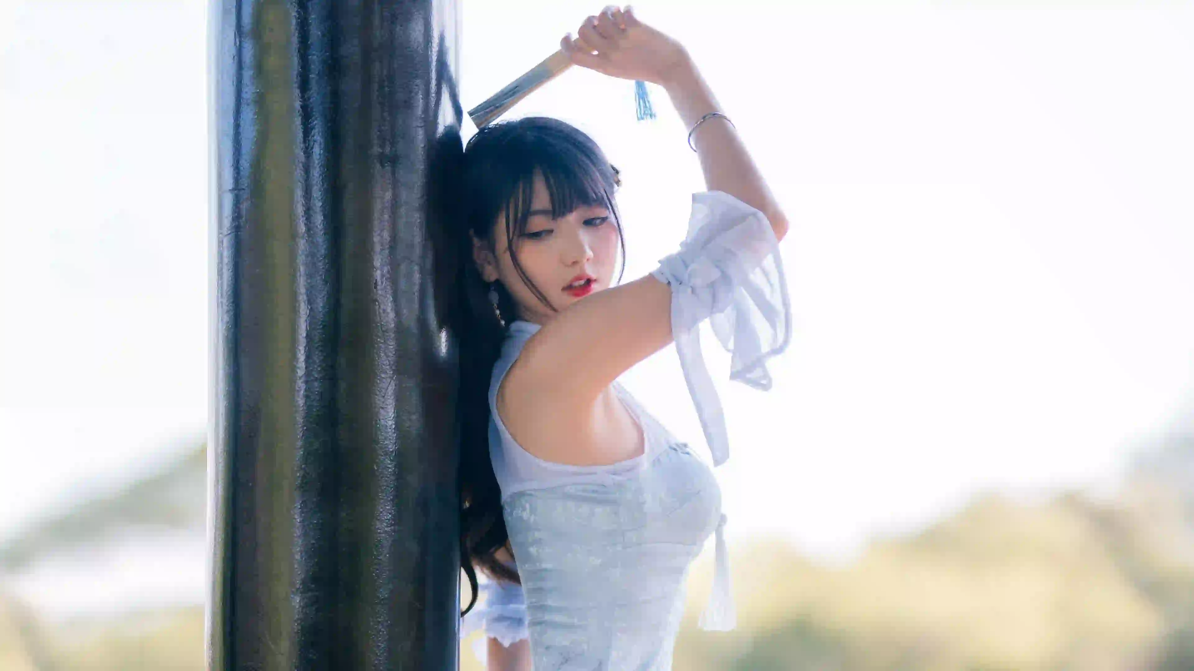 古风 汉服 长发美女 汉服穿搭 户外写真 折扇