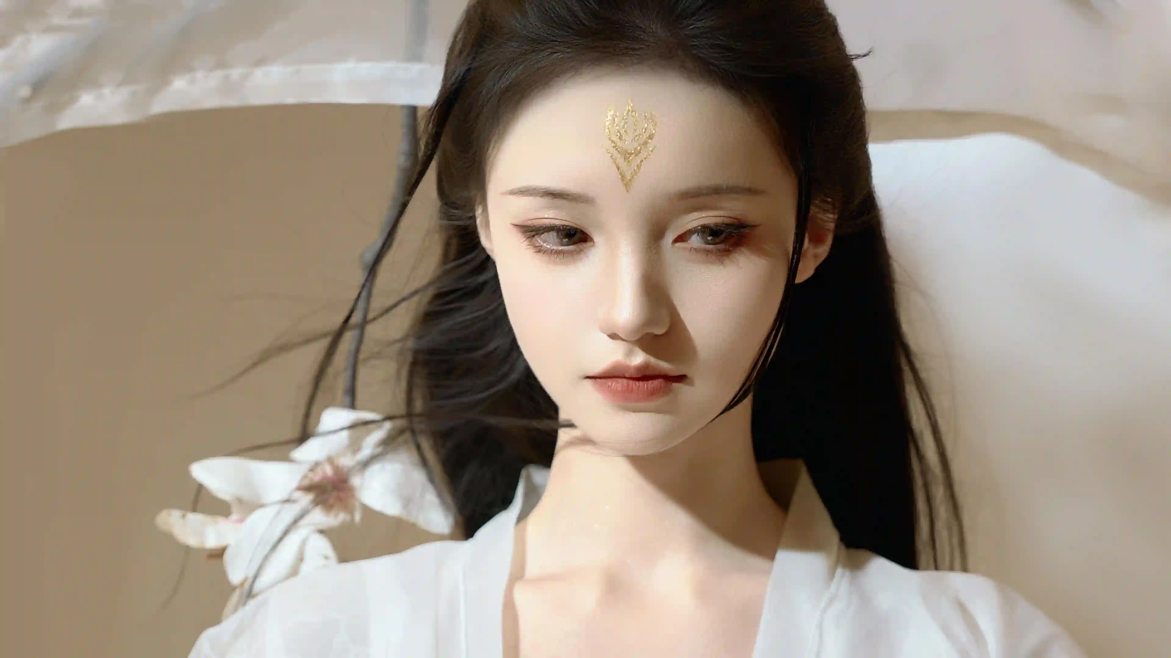 白衣古风美女4K电脑壁纸 