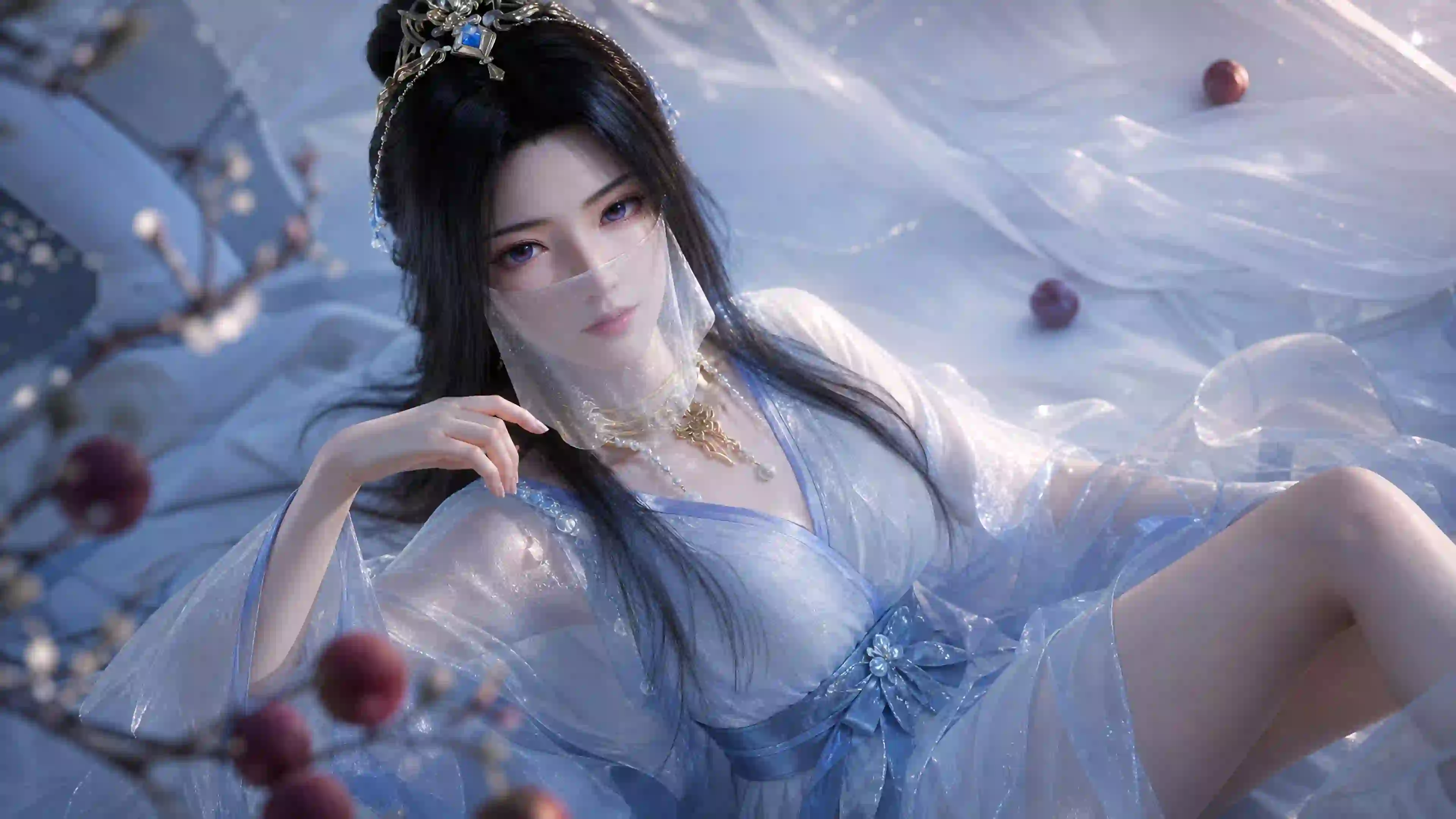 紫灵 凡人修仙传 缤纷夏日 面纱 长腿美女