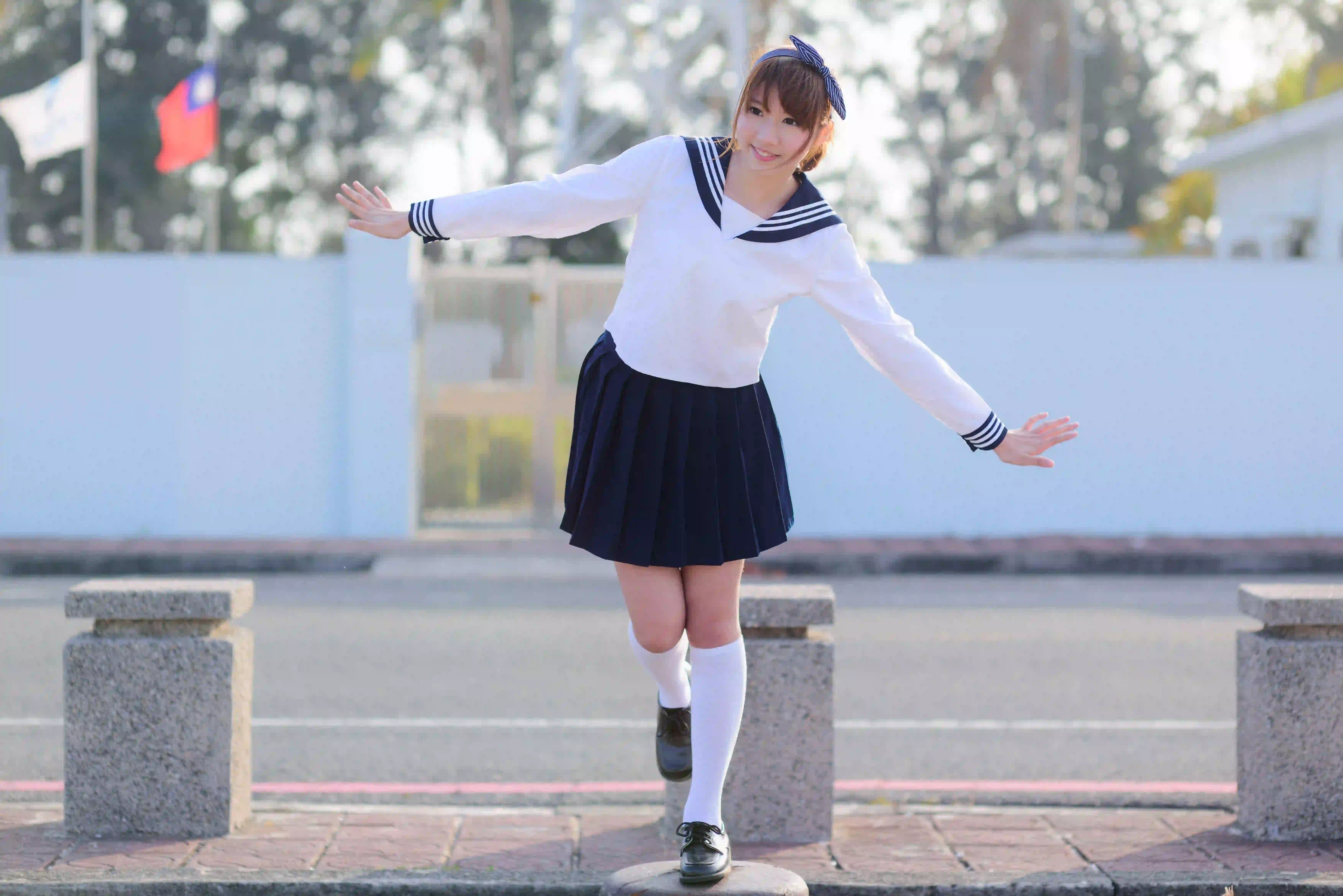 长发美女 青春 自然 户外写真 jk穿搭 