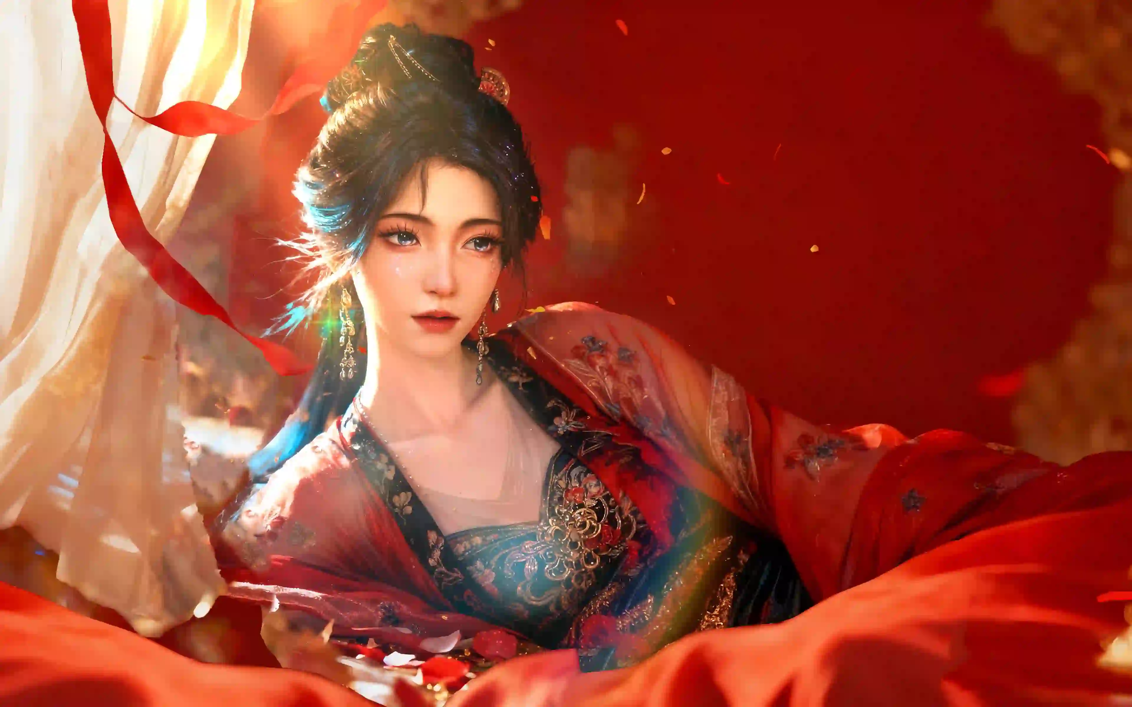 古风红色古装美女 动漫美女
