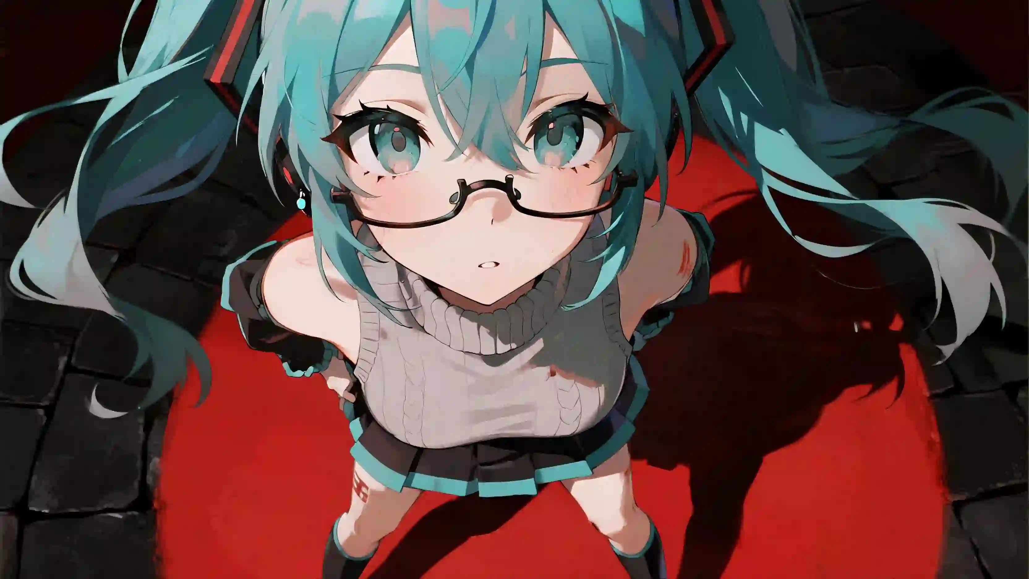 双马尾女孩 蓝色头发 初音未来