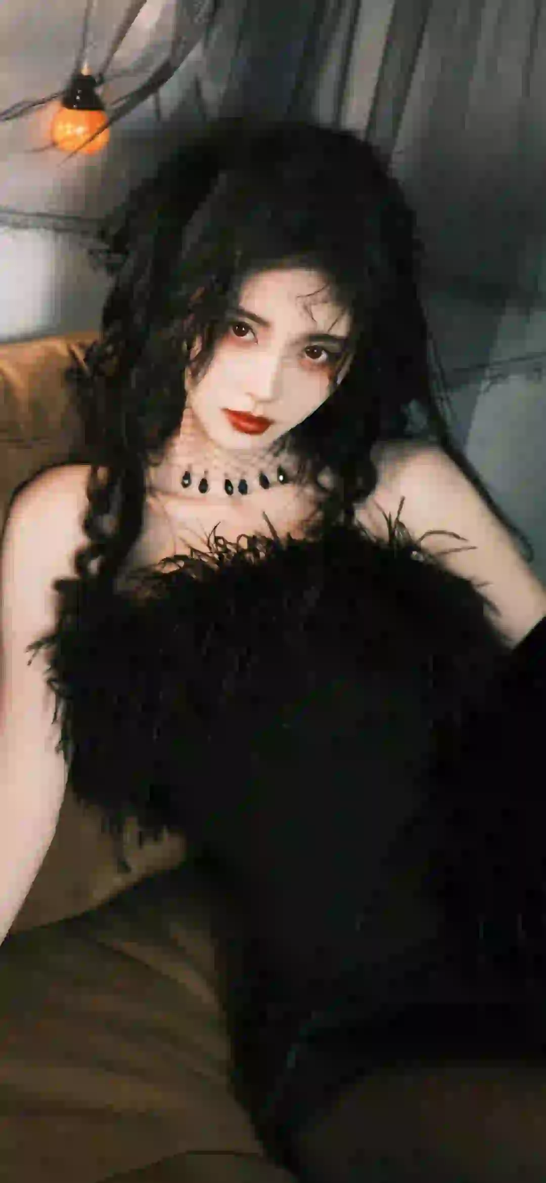 美女女明星 鞠婧祎 长发美女 女神 黑色长裙