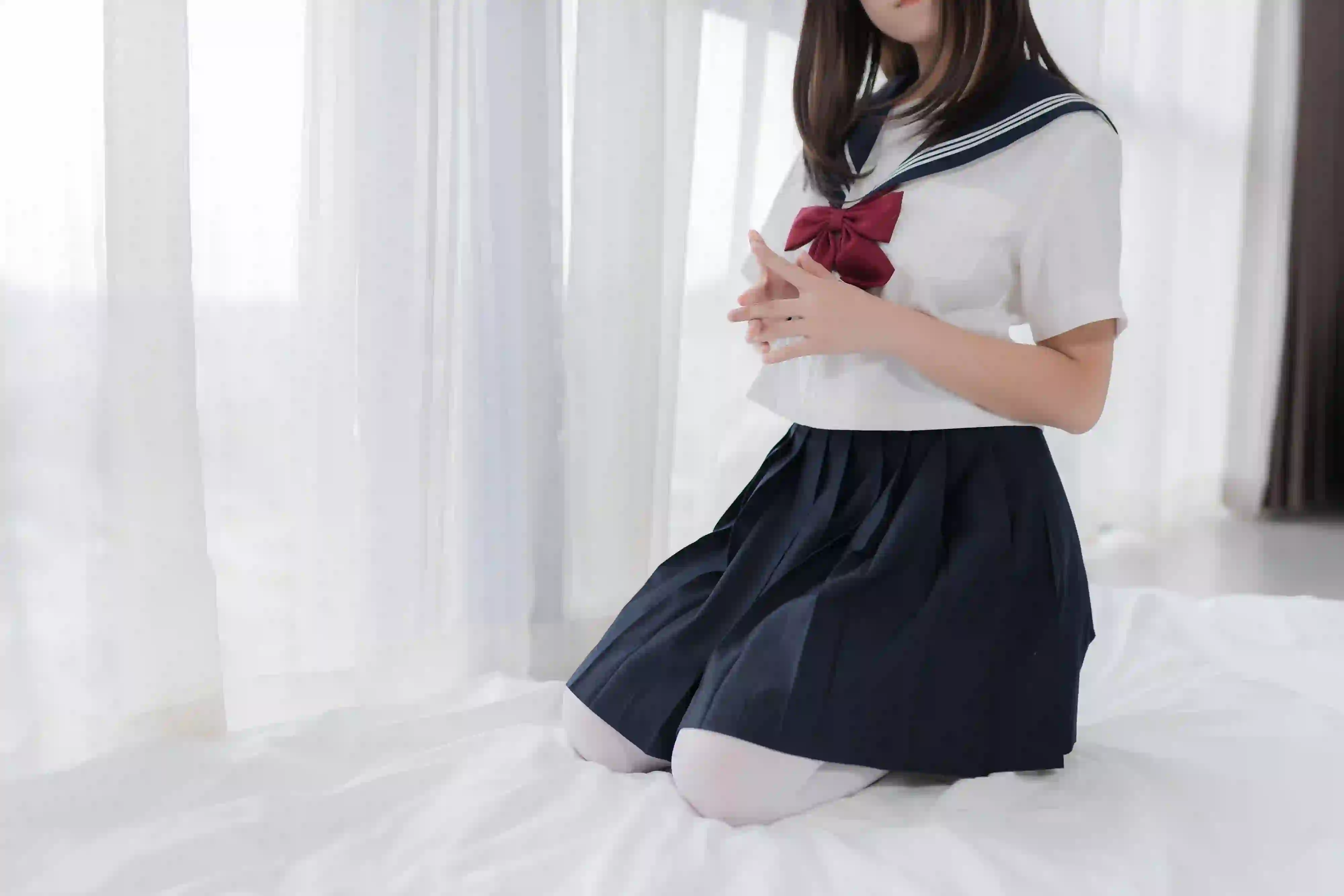 长发美女 jk 美女 居家写真 白色丝袜 1