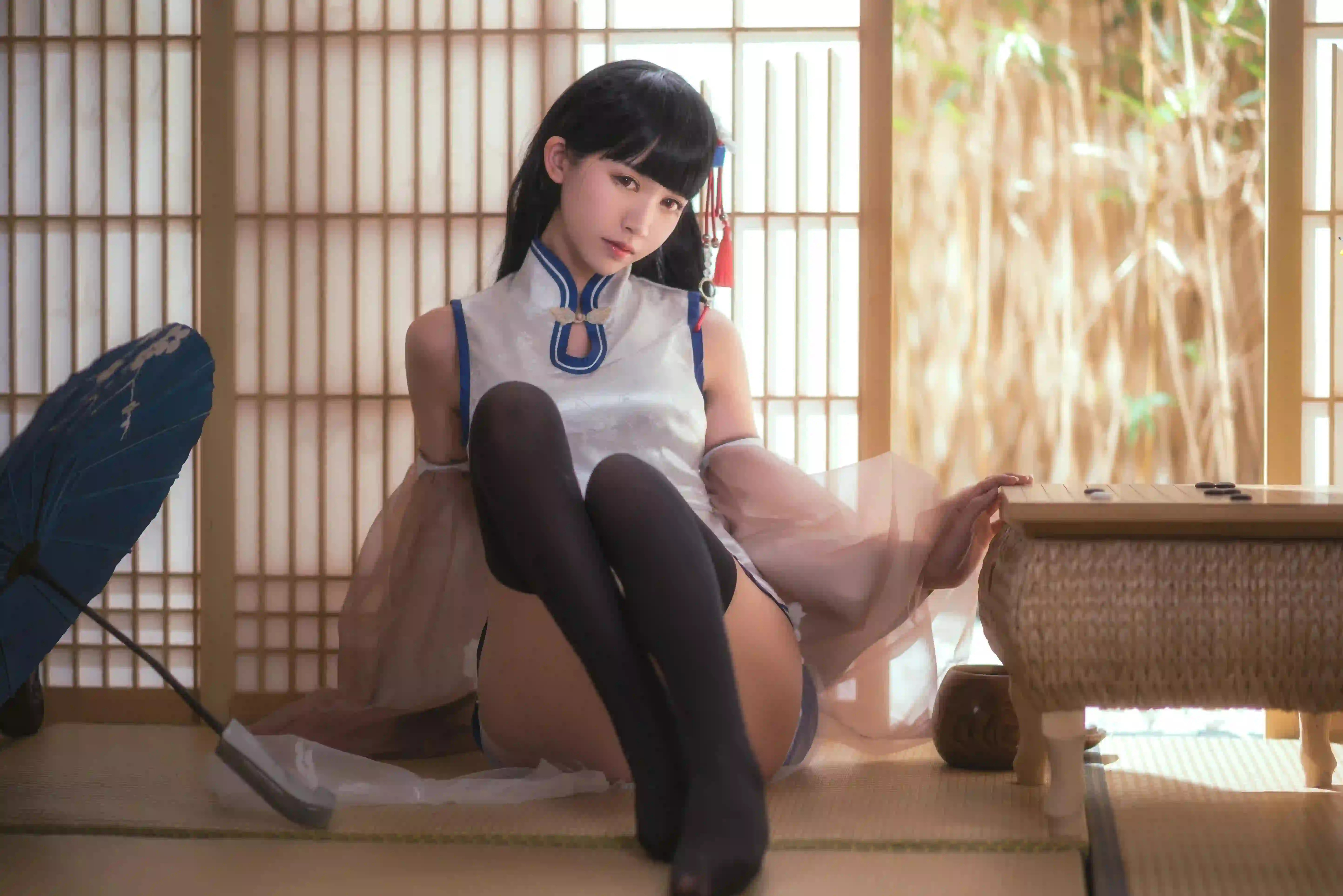 旗袍穿搭 黑丝 黑色丝袜 长腿美女 清纯