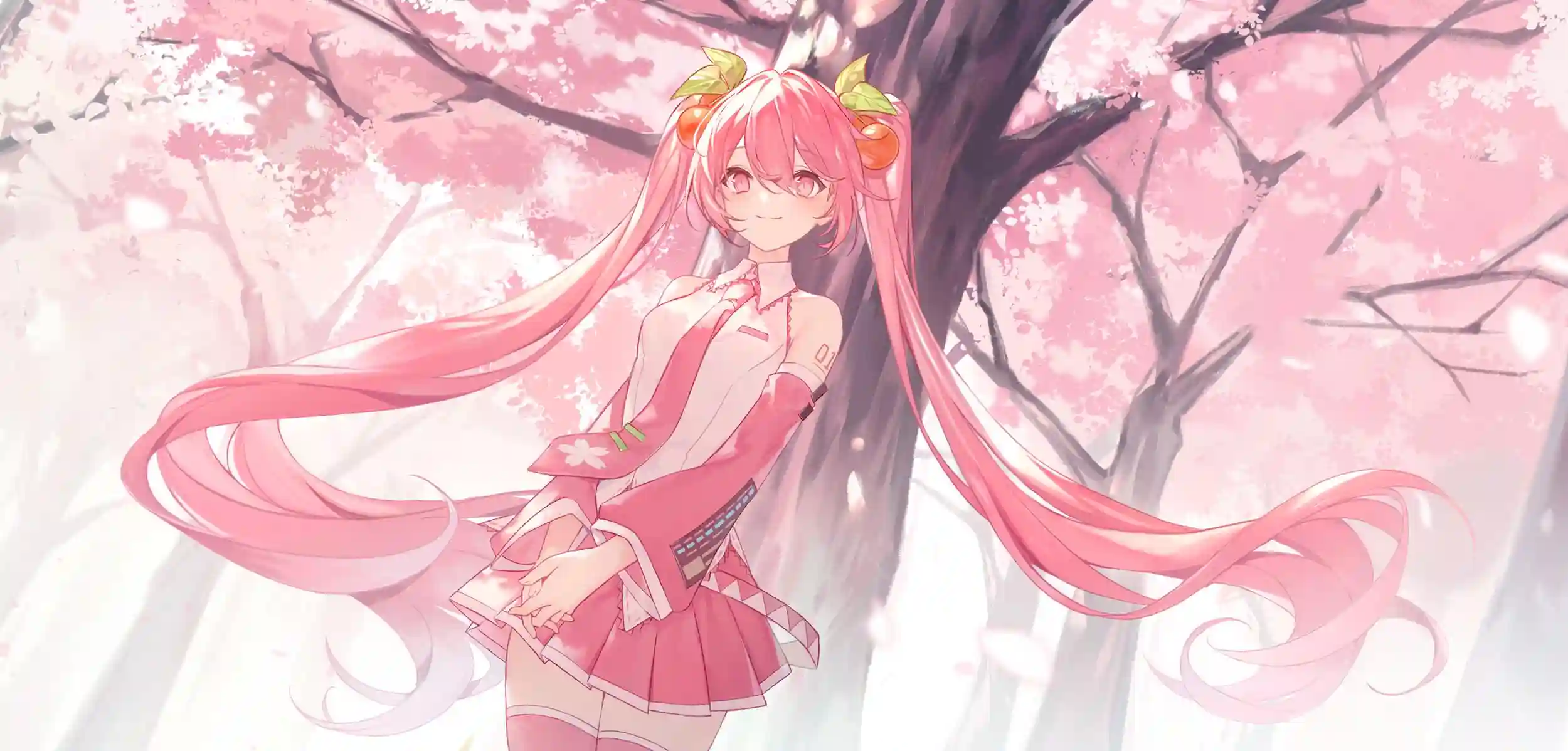 动漫女孩 二次元 粉色头发 长发美女 粉色 初音未来