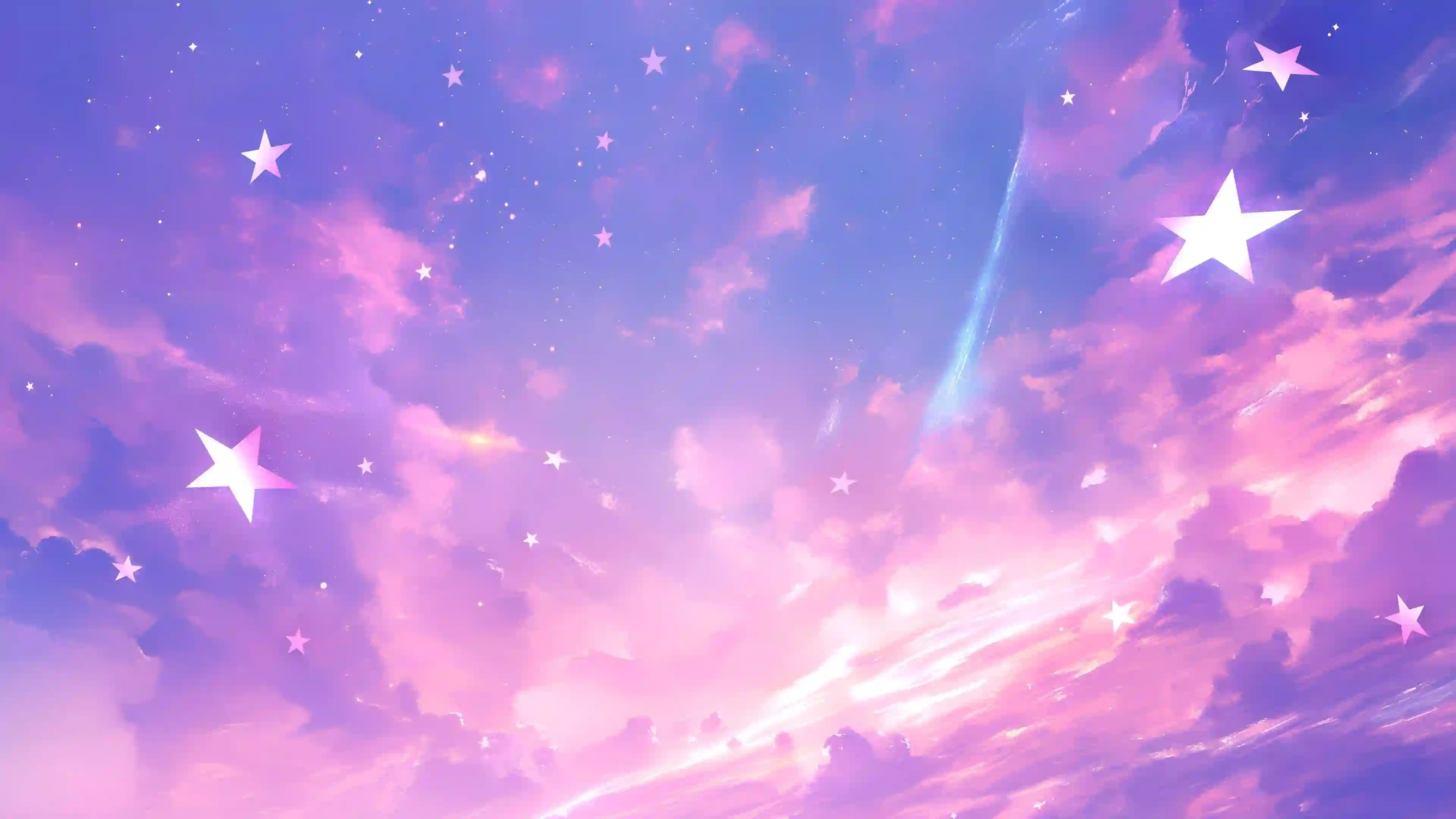 梦幻星空 粉色云彩 流星 唯美壁纸