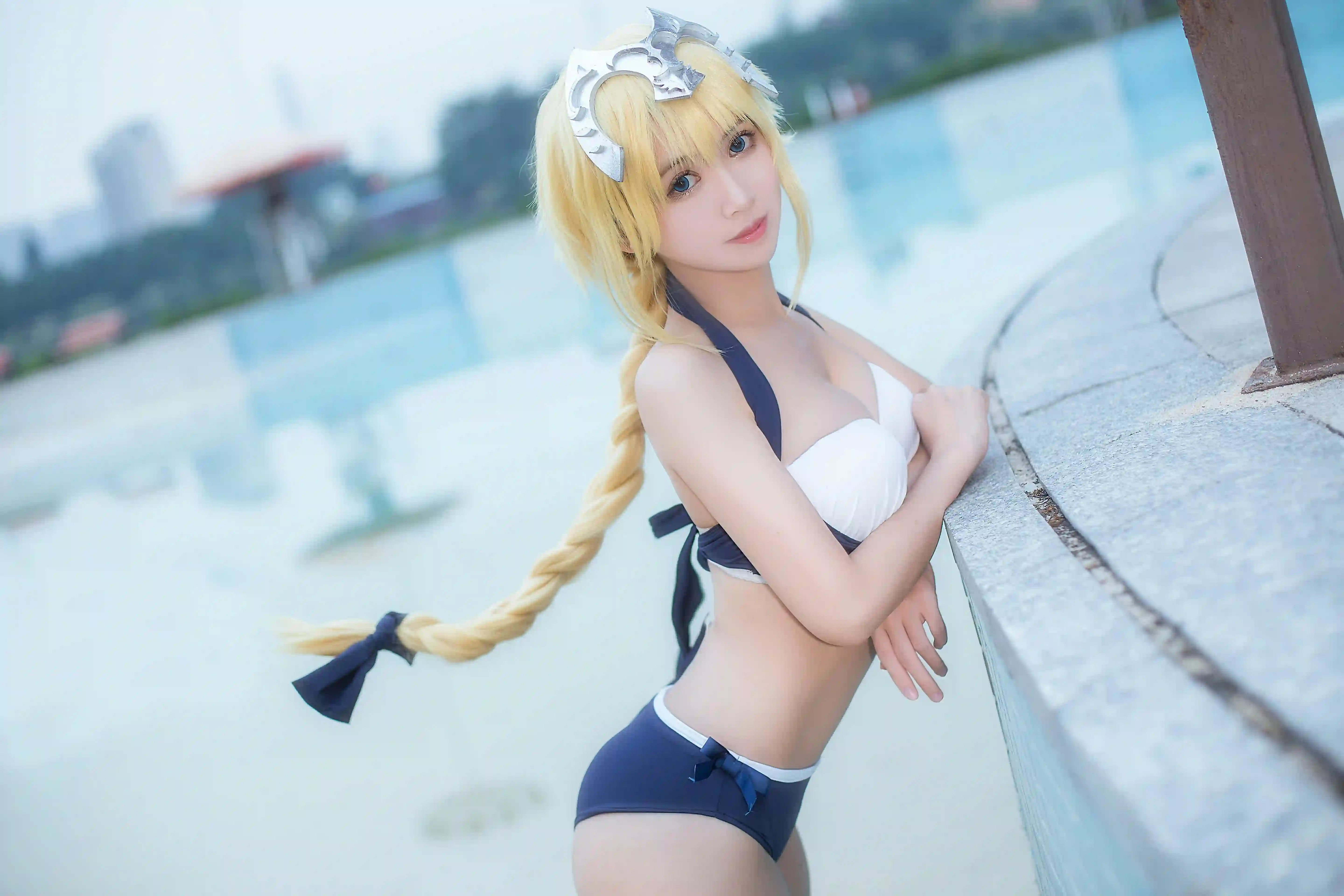 Coser 泳装 长发美女 性感 沙滩 泳池 泳衣 黄色长发 水