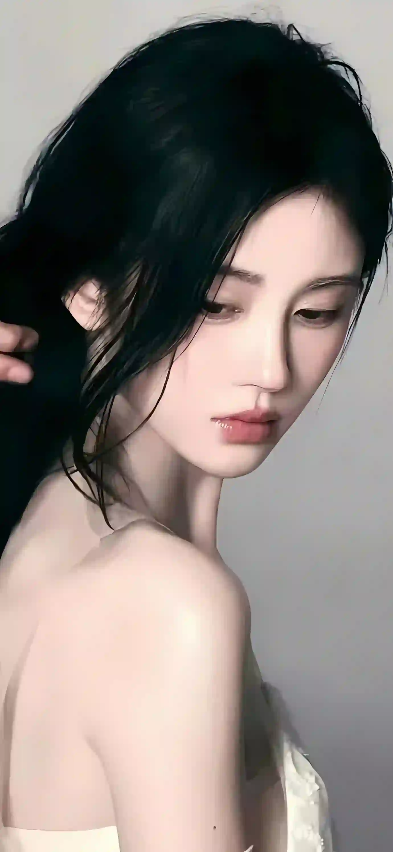 黑发 女性 侧脸 肖像 唯美