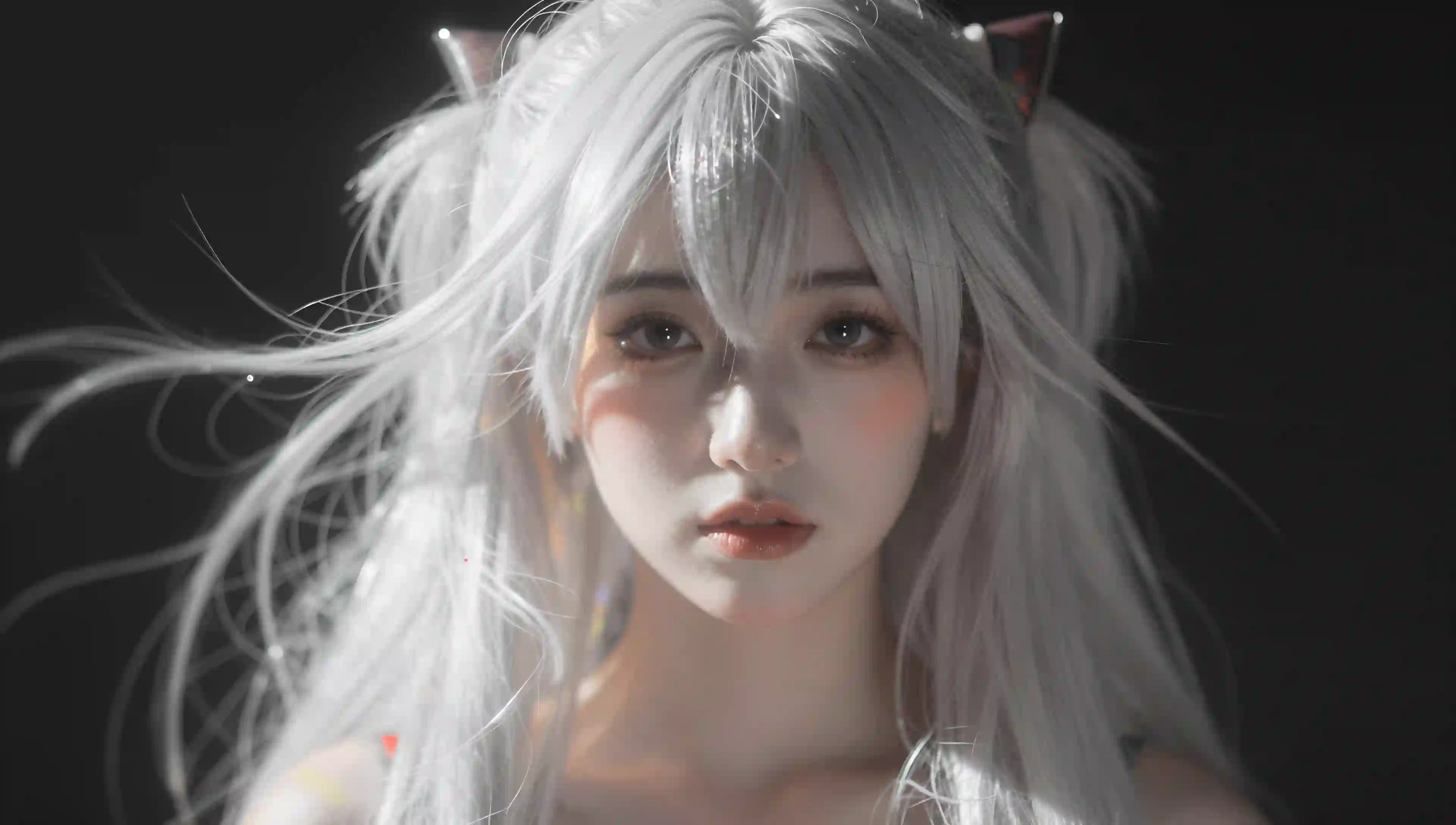 白发 猫耳 少女 壁纸 cosplay 动漫