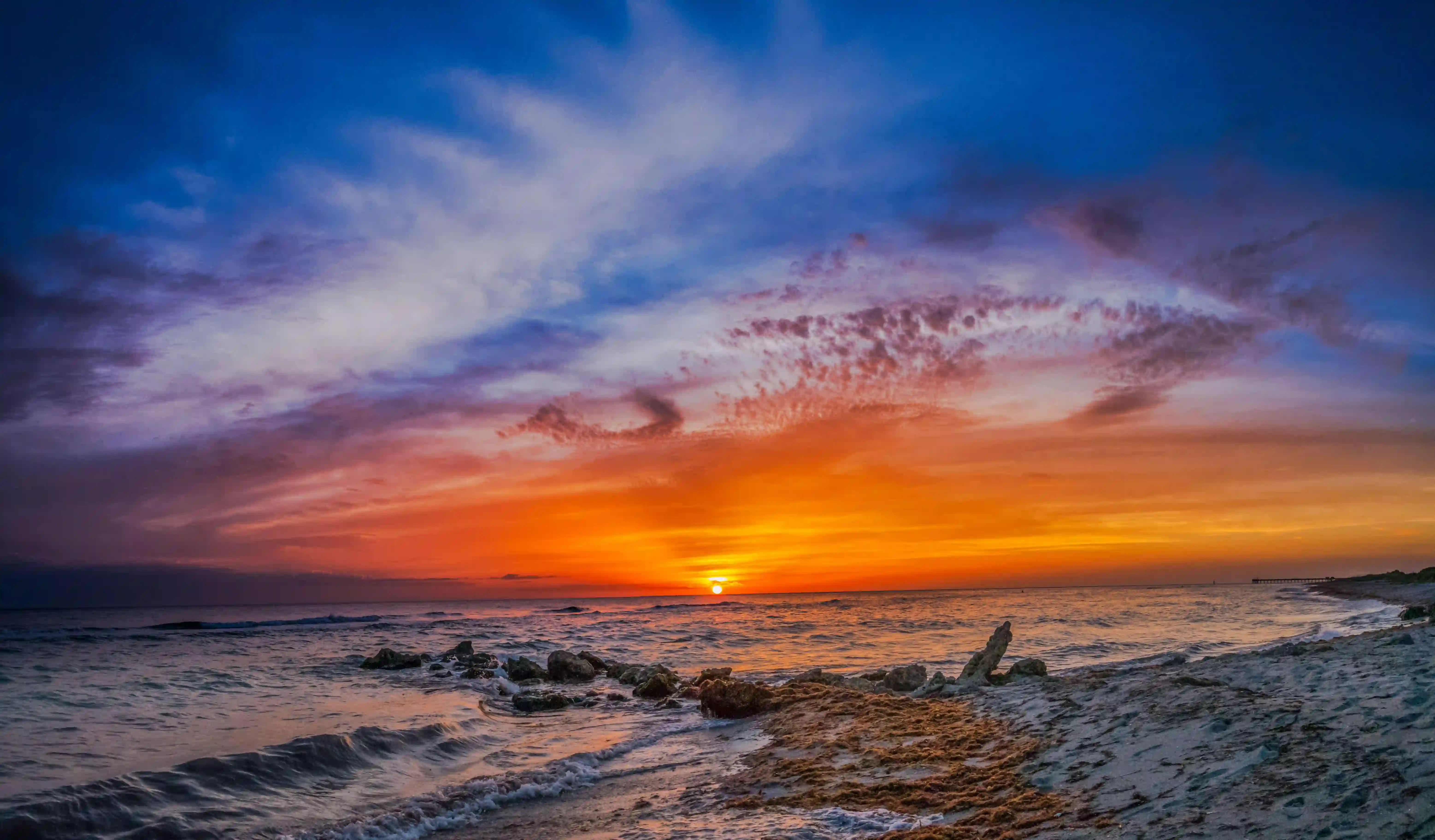 海边日落 绚丽云彩 沙滩风景 自然风光 唯美夕阳