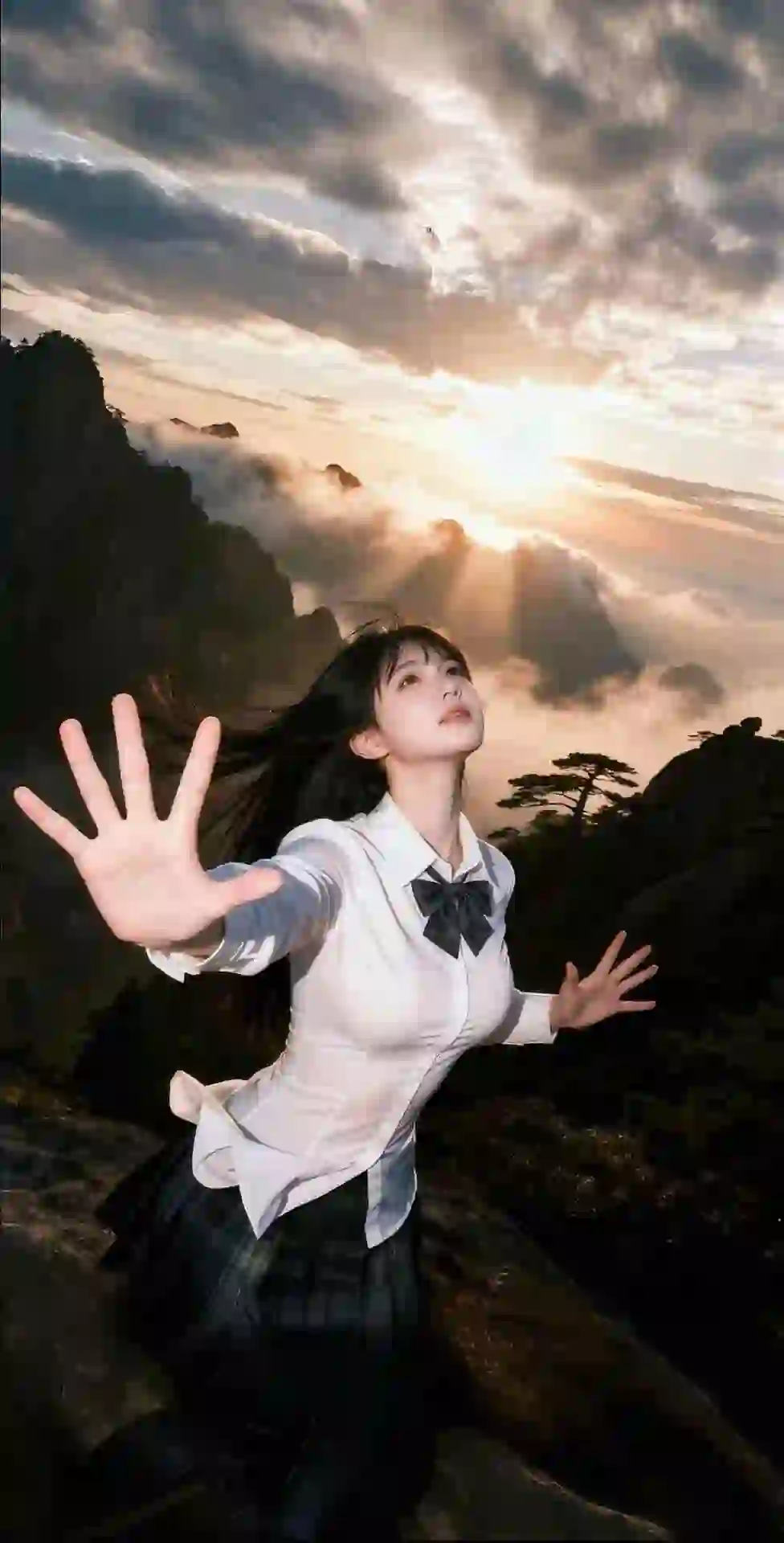 美女 长发美女 唯美场景 阳光 jk
