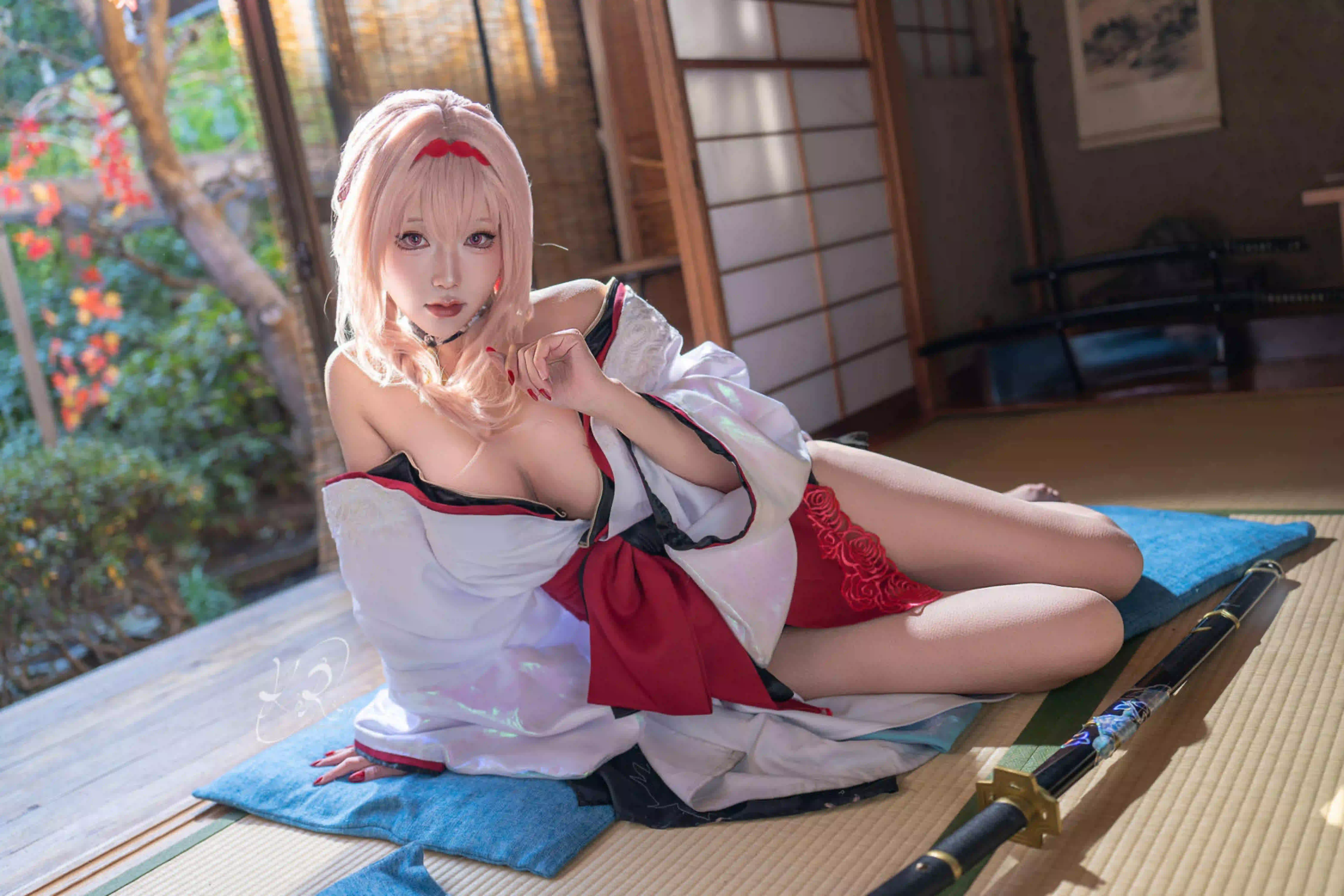 长发美女 coser 日式风格 妖刀 性感美女 和服