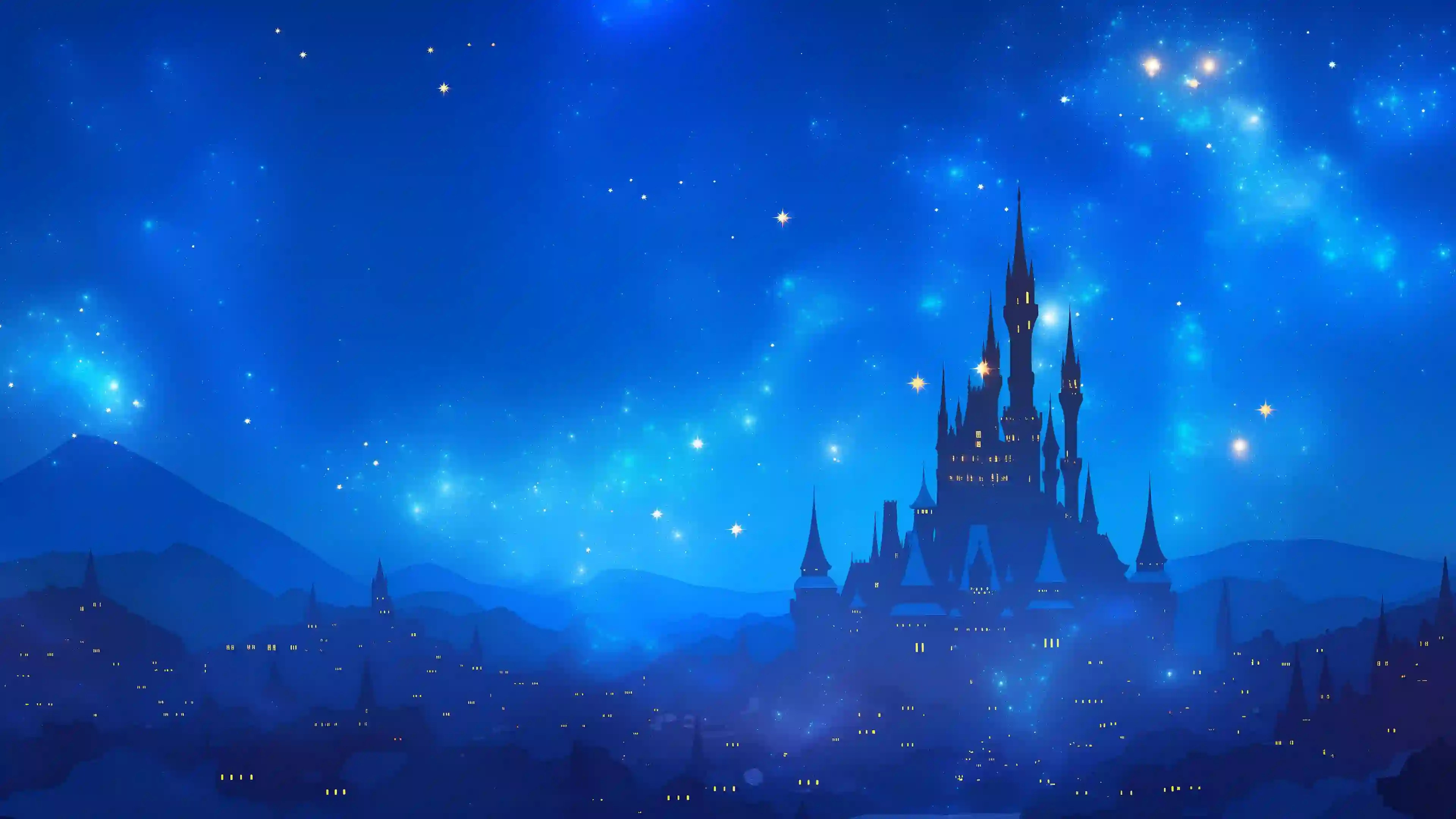 星空 城堡 夜景 梦幻 壁纸