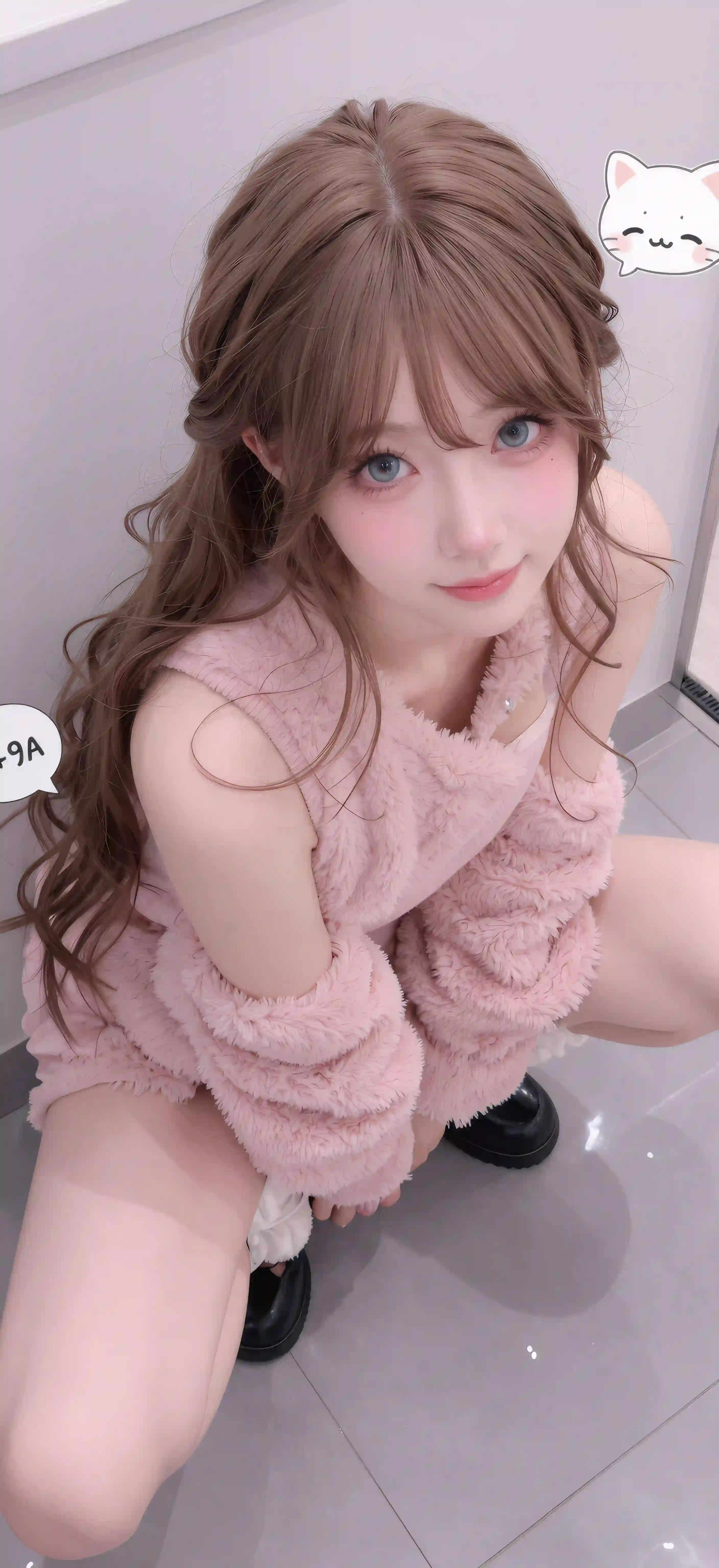 粉色毛绒 少女 可爱 自拍 壁纸