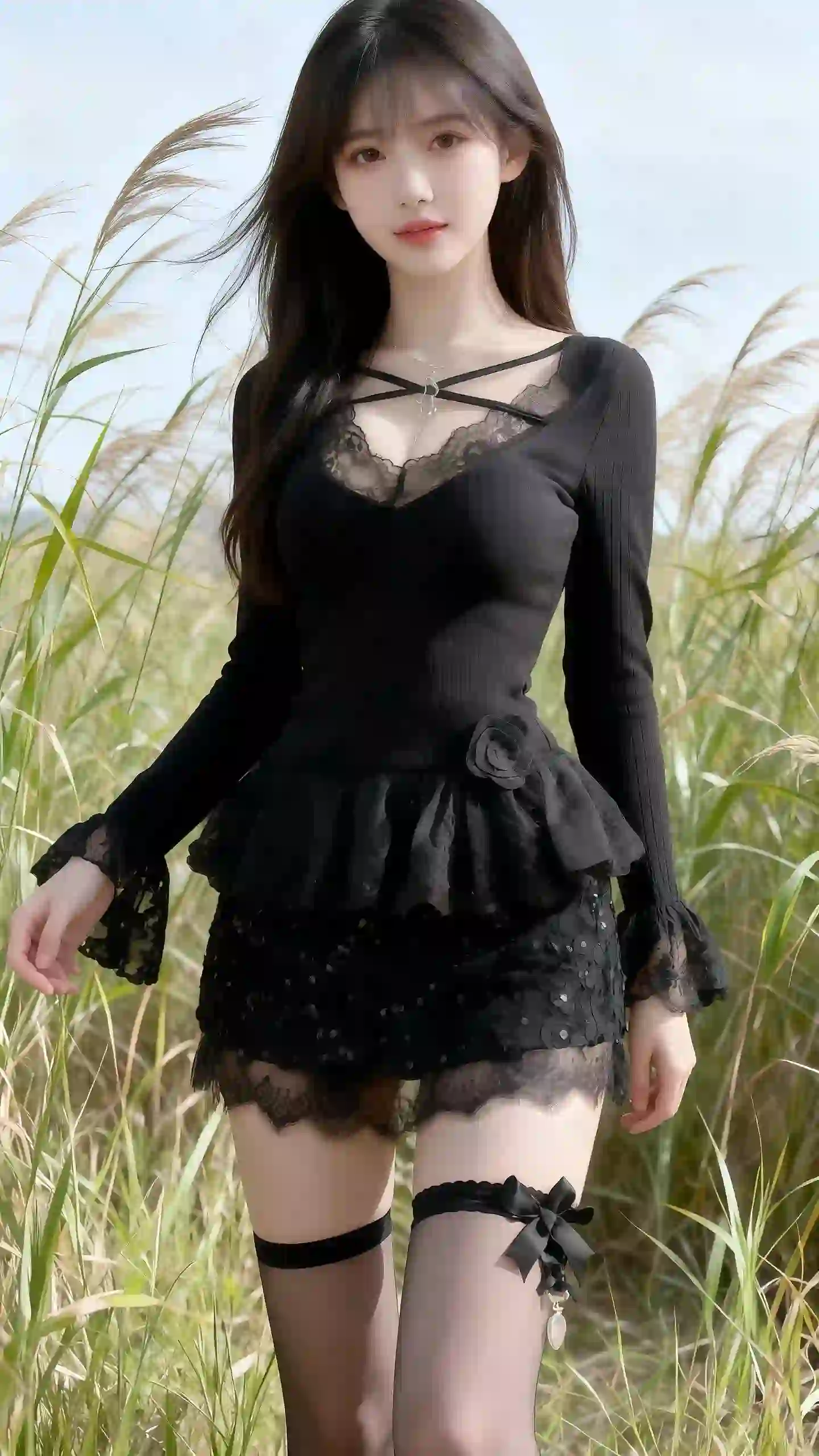 长发美女 户外 丝袜美腿